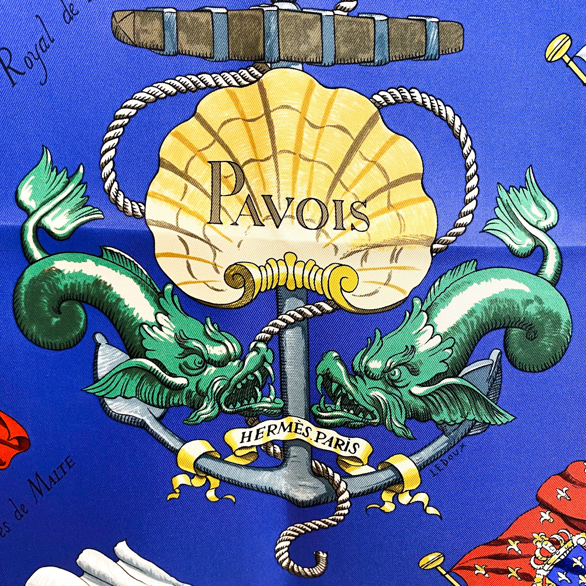Unworn Boxed Hermes Pavois Designer Silk Scarf