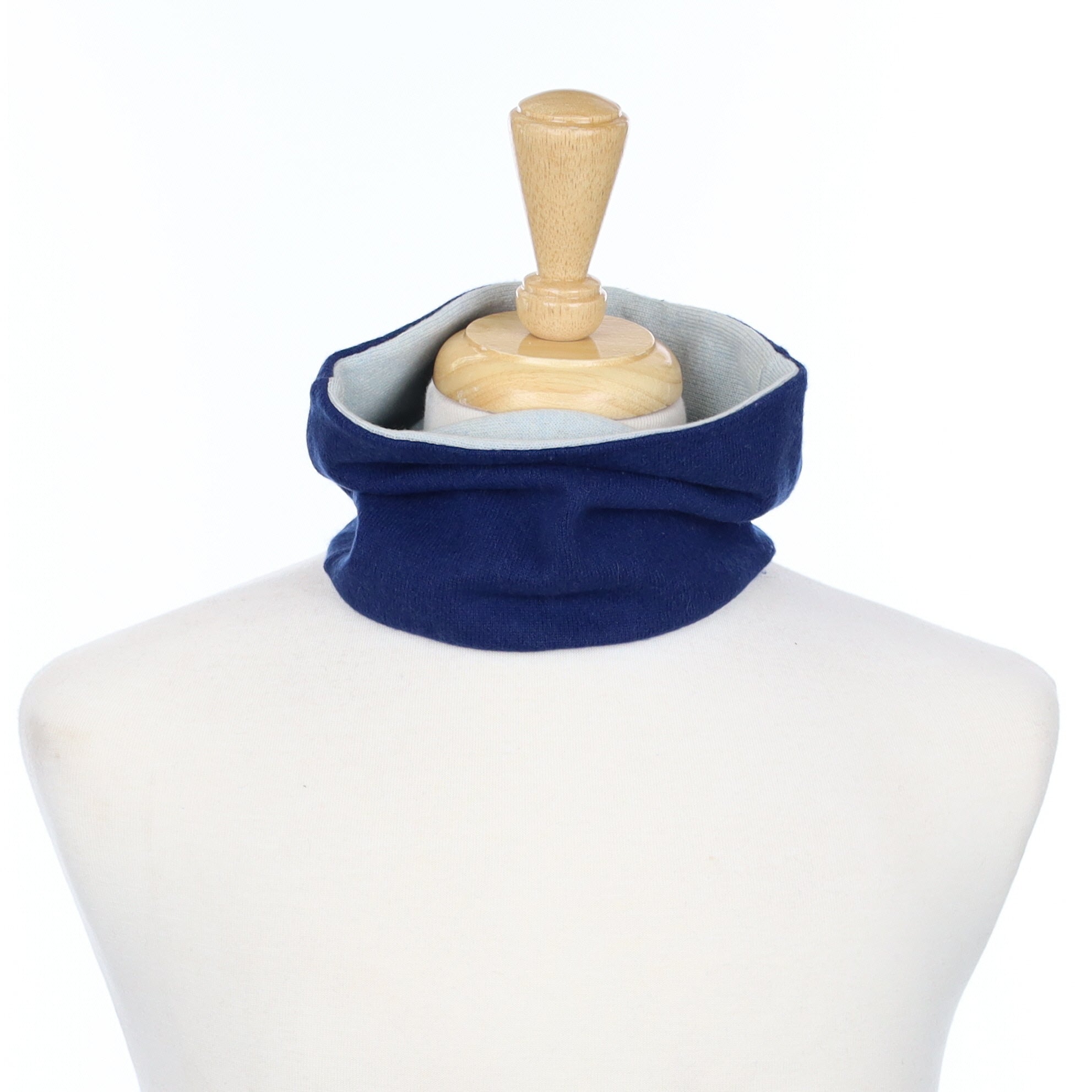 French Navy and Ice Blue Neck Warmer