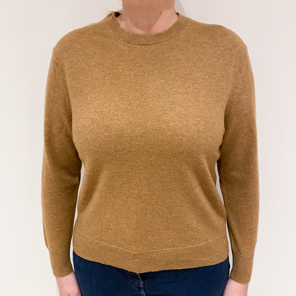 Butterscotch Brown Cashmere Crew Neck Jumper Large