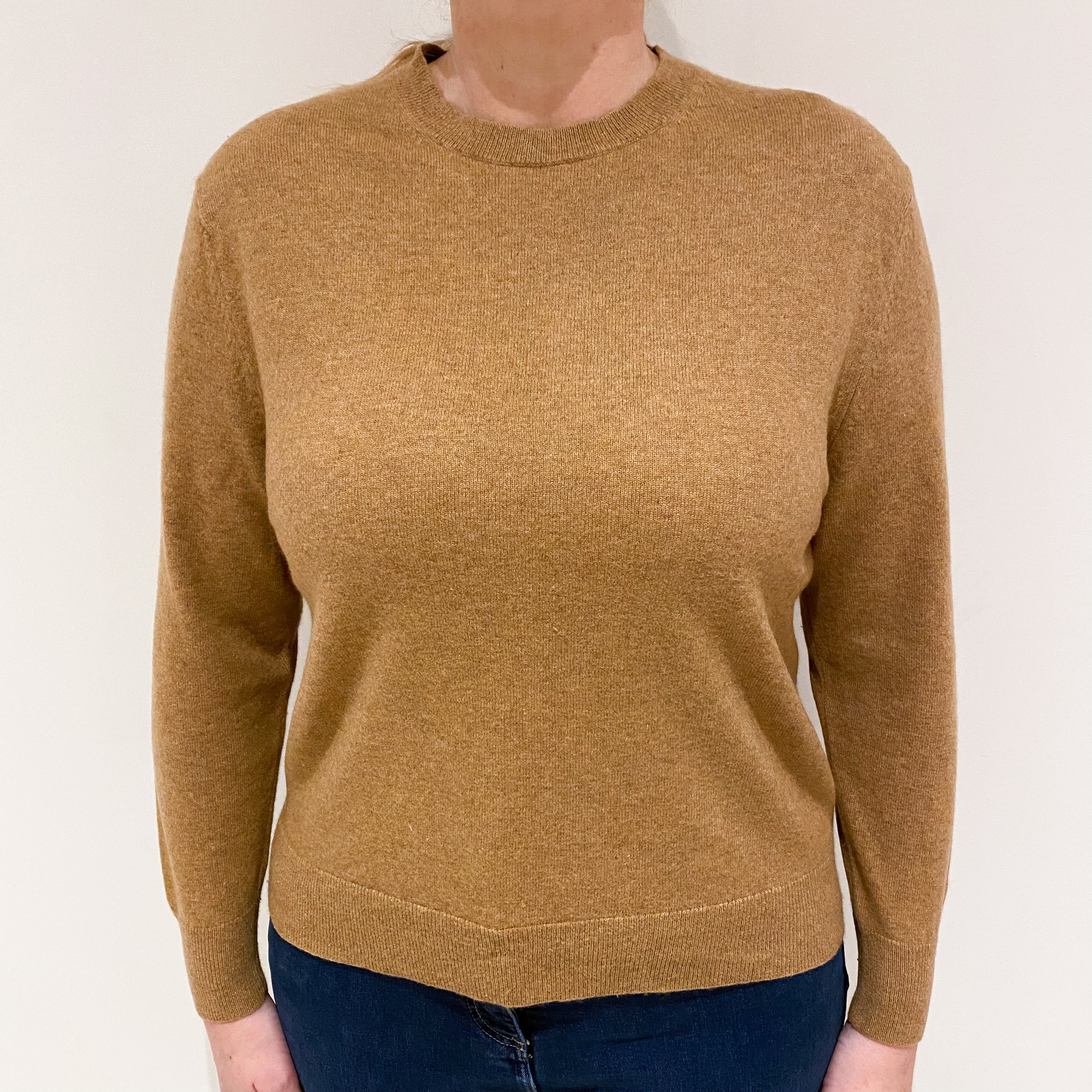 Butterscotch Brown Cashmere Crew Neck Jumper Largw