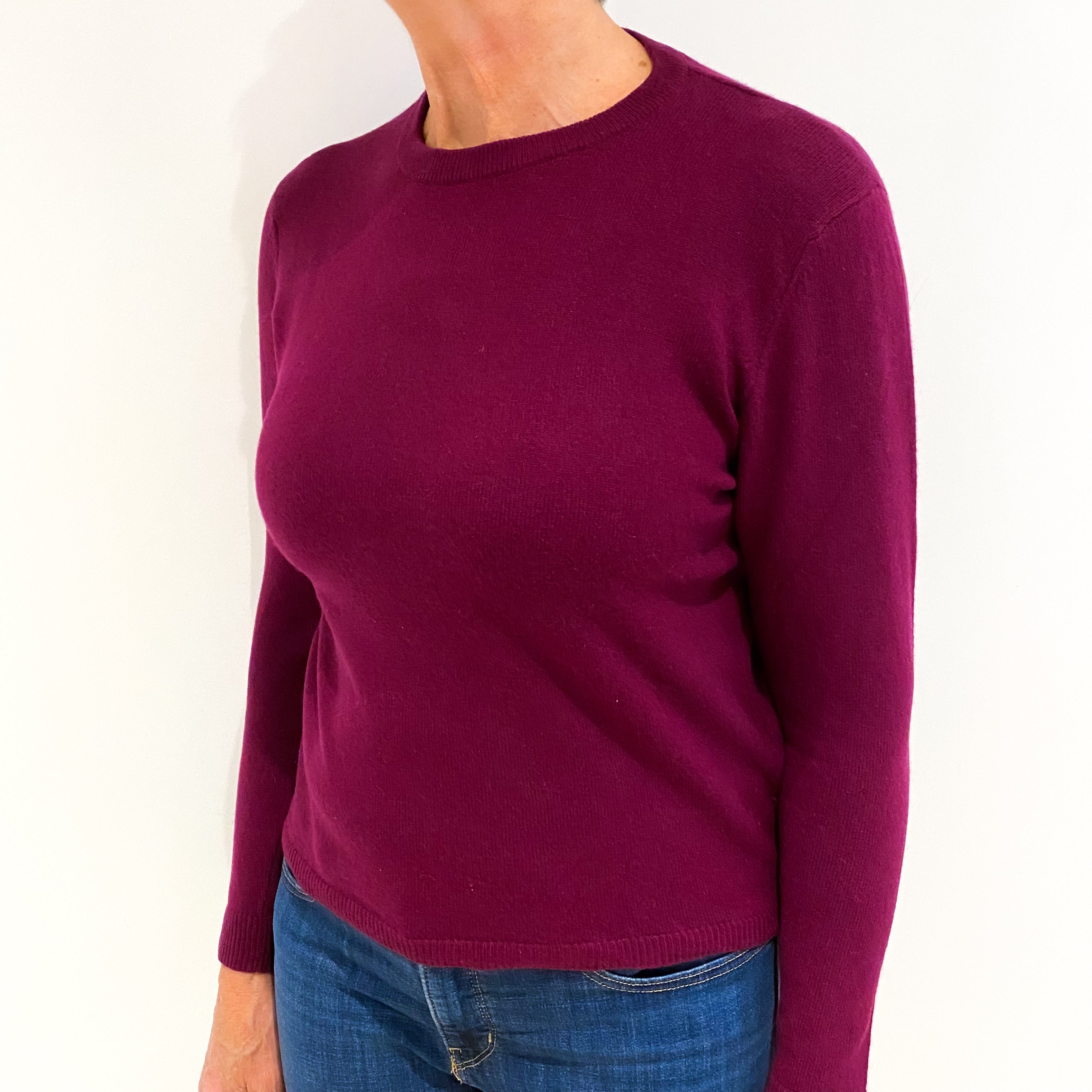 Mulberry purple Cashmere Crew Neck Jumper Medium