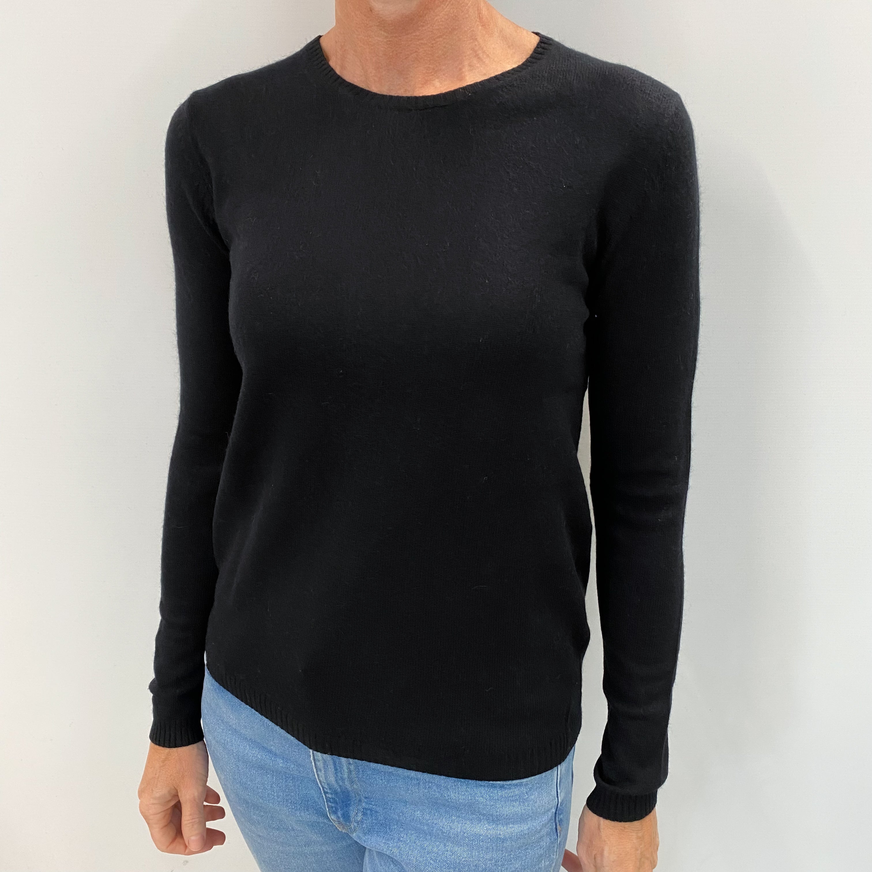Black Cashmere Crew Neck Jumper Small