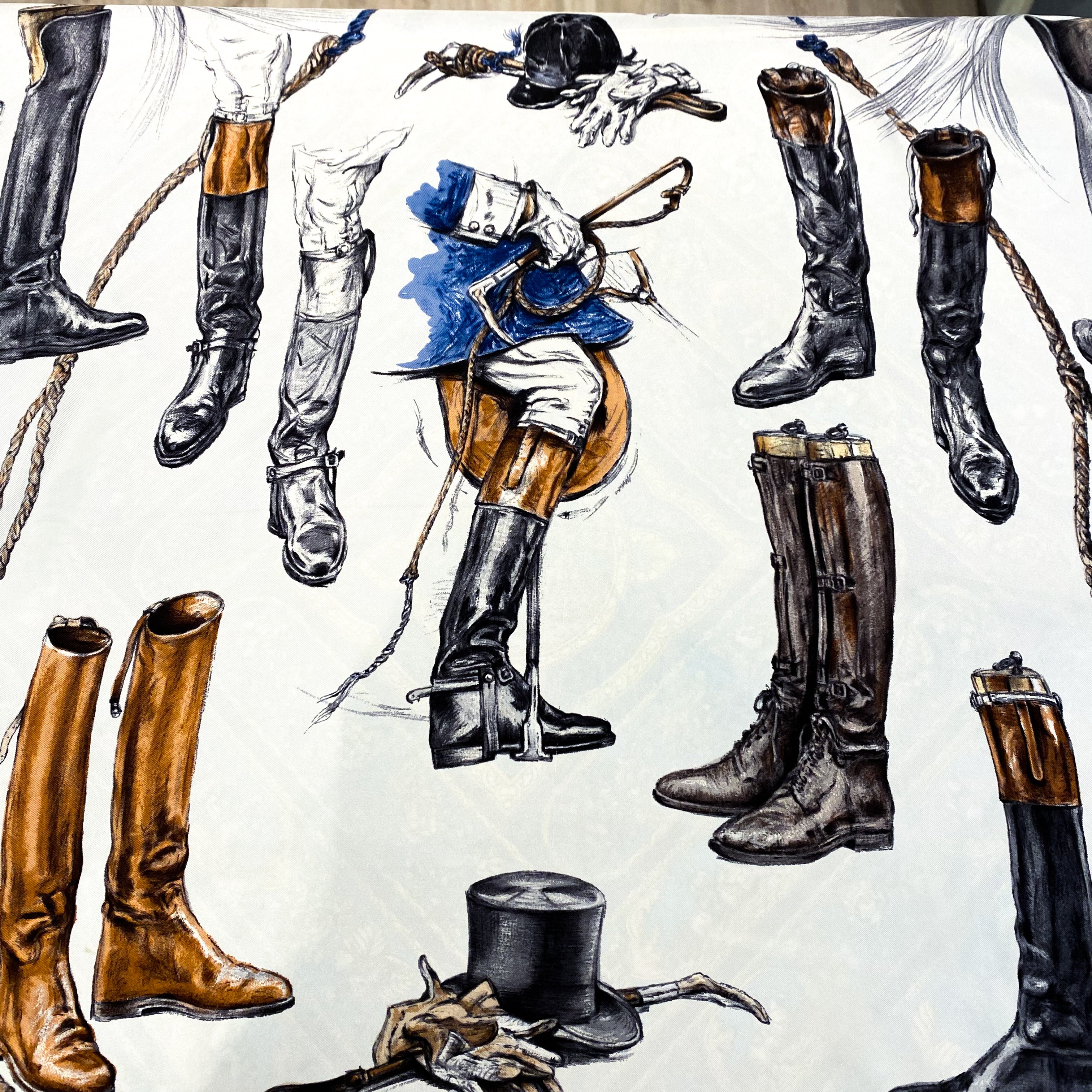Boxed Hermes Propos de Bottes Vintage Silk Scarf