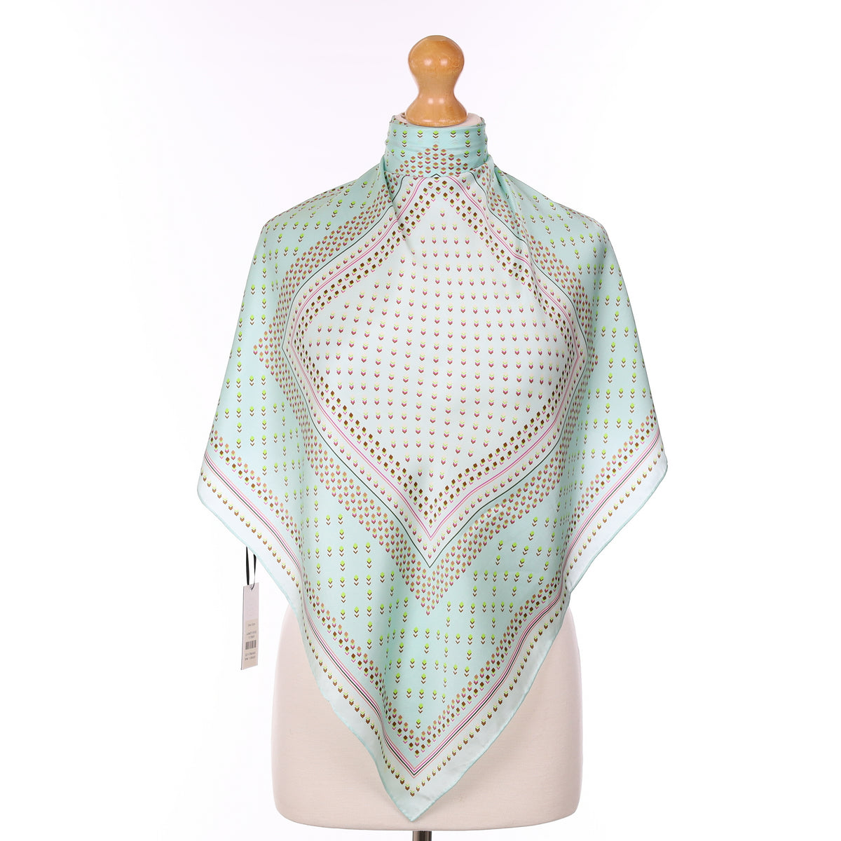 Brand New Carlisle Mint Blue Patterned Silk Scarf