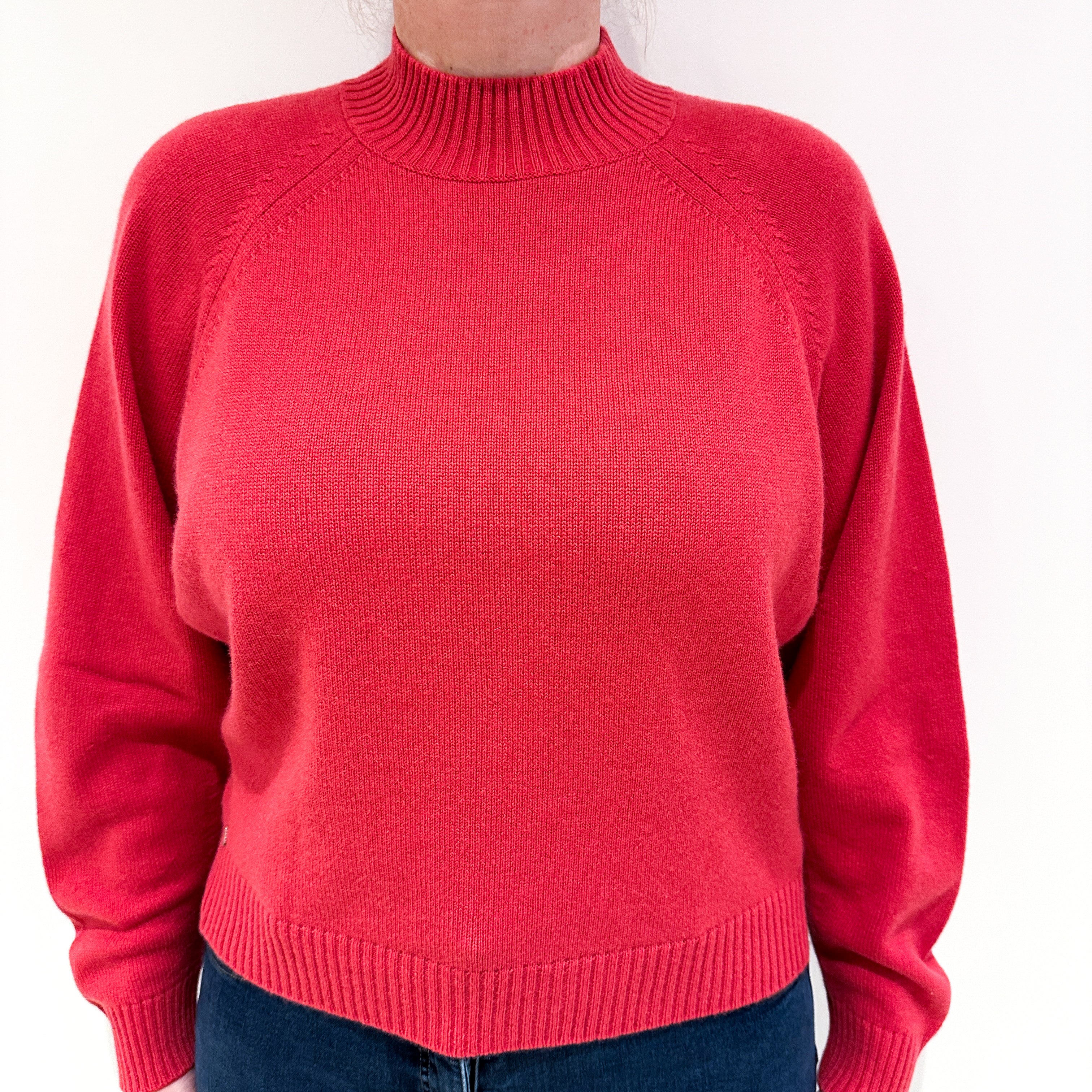 Cranberry Red Batwing Cashmere Turtle Neck Jumper Large