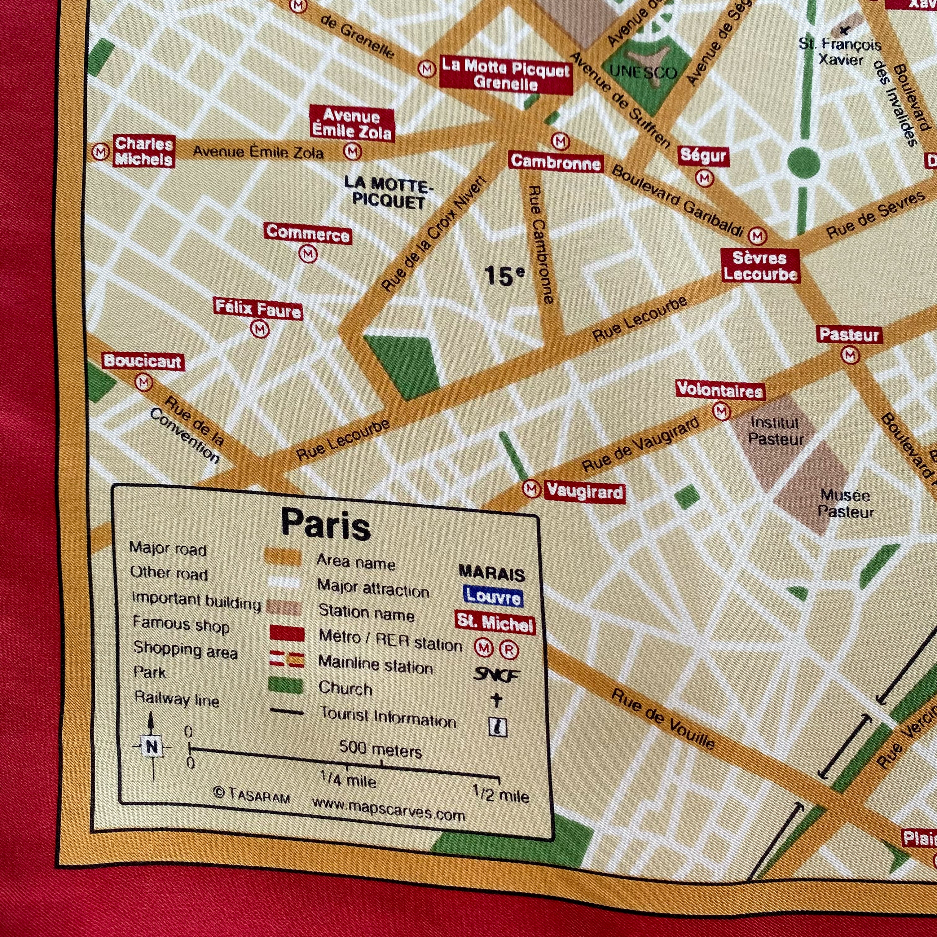Road Map of Paris Silk Scarf