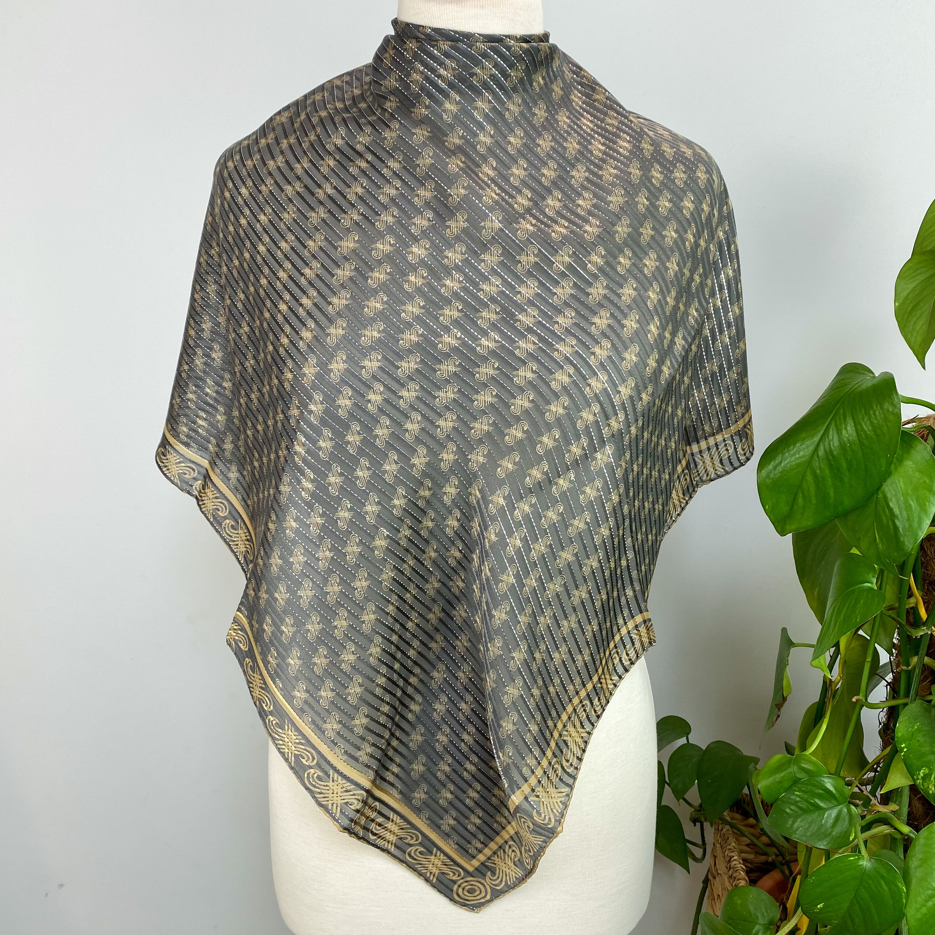 1970s Jaeger Logo Vintage Silk Scarf