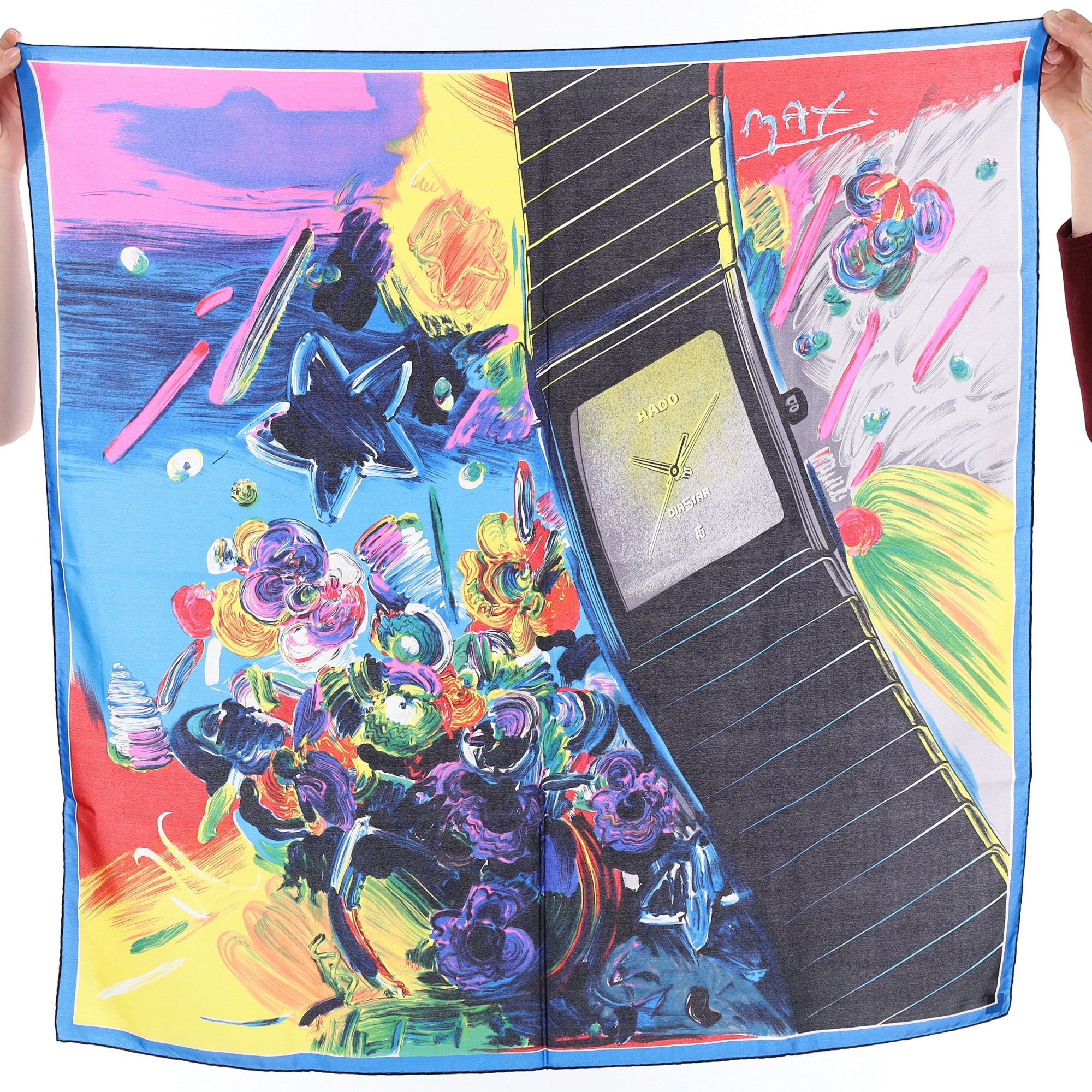 Brand New Boxed Italian Abstract Silk Scarf