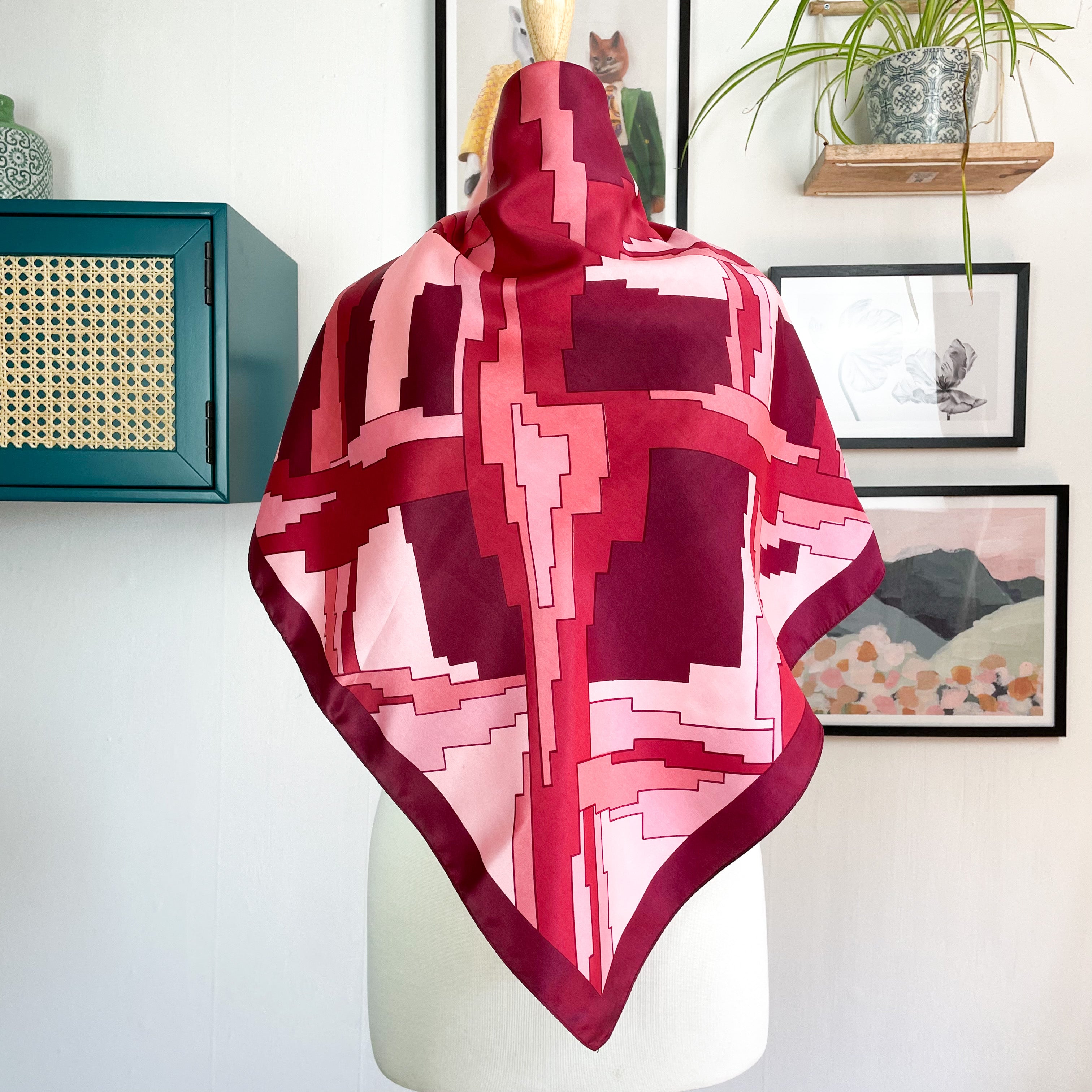 Abstract Design Vintage Silk Scarf
