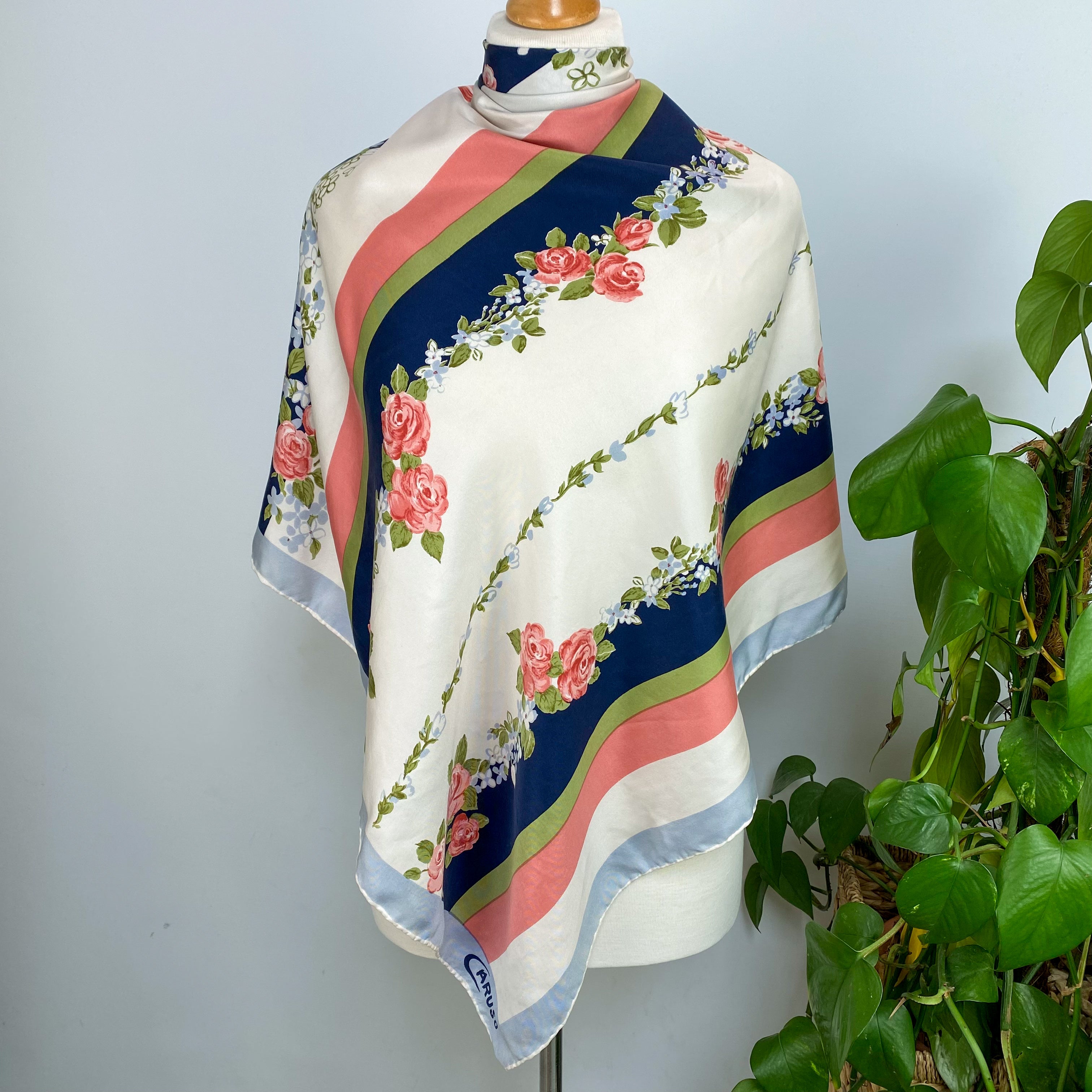 1960s Caruso Floral Vintage Italian Silk Scarf