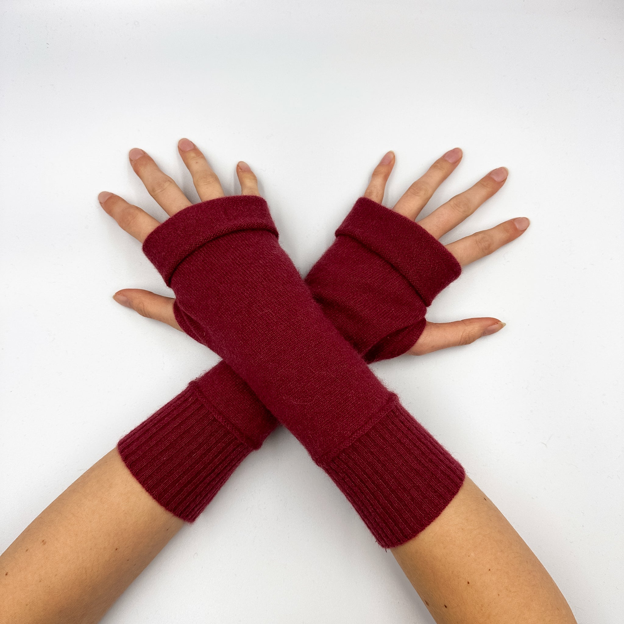 Mulberry Red Fingerless Gloves