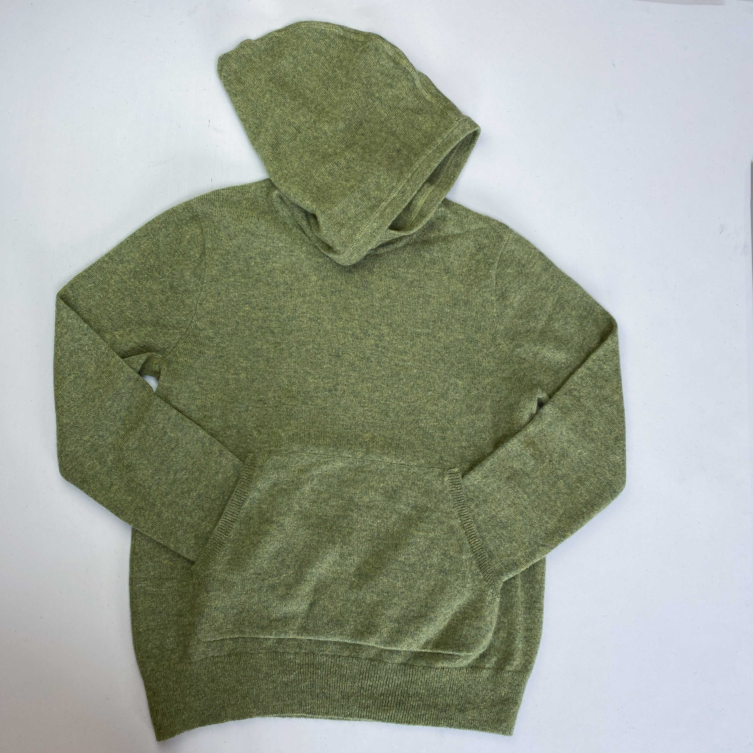 Children’s Moss Green Cashmere Hoodie Jumper Age 10