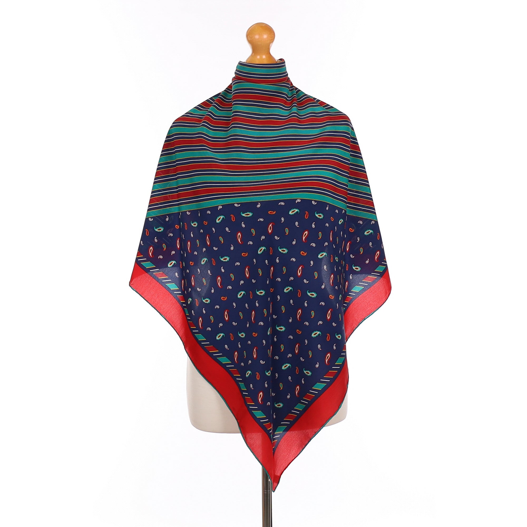 1970’s Navy Patterned Vintage Silk Scarf