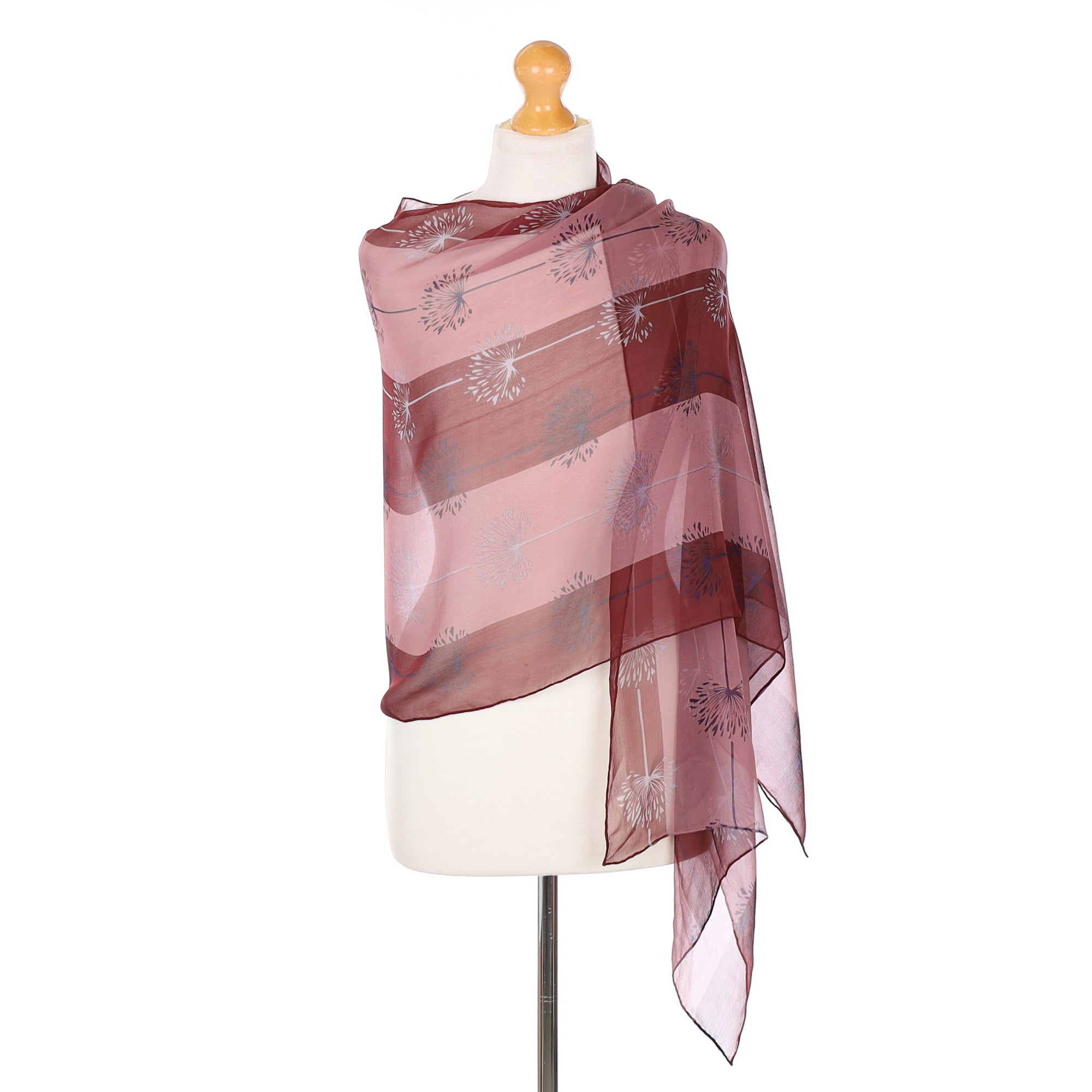 Patra Wine and Heather Stripe Silk Wrap