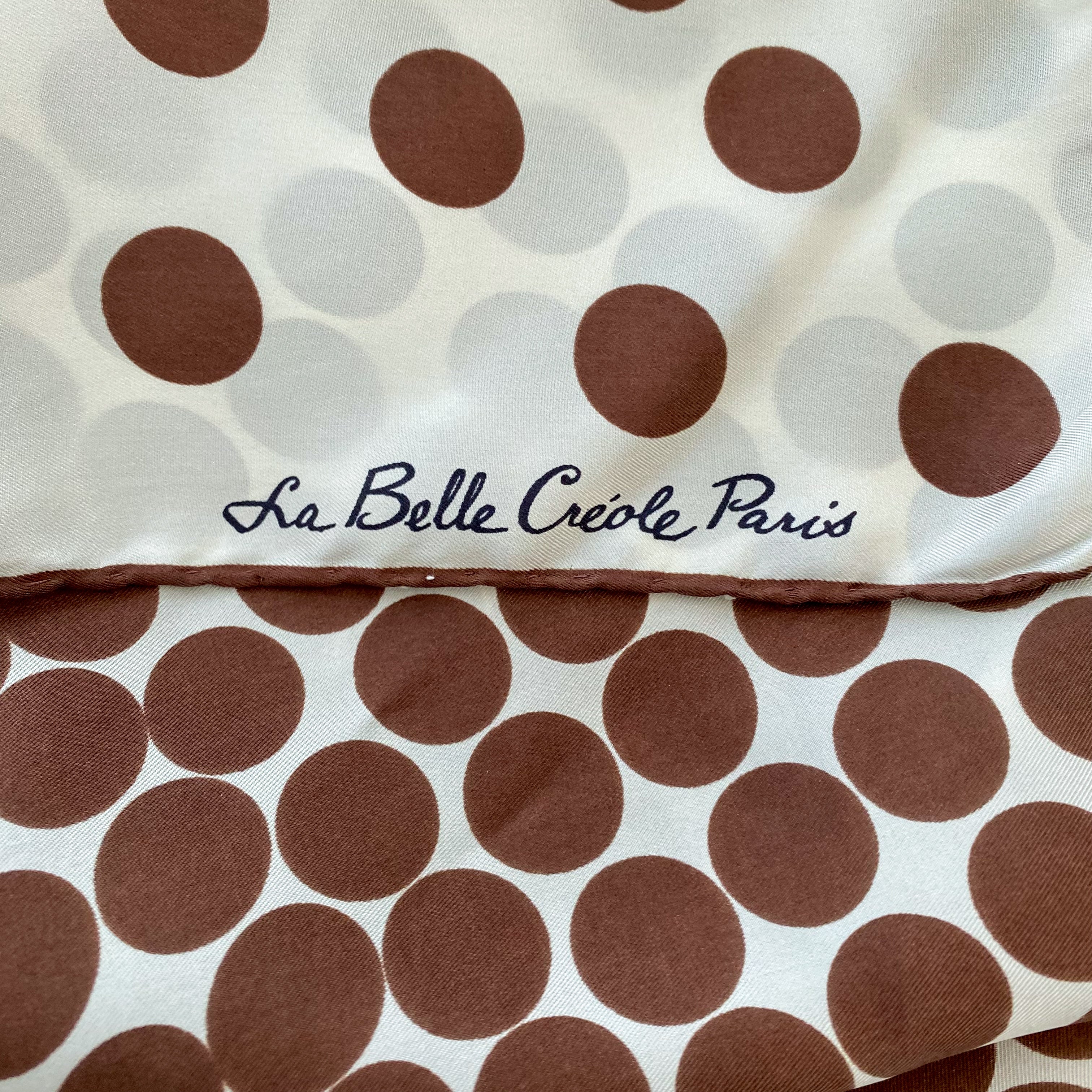 Brown and Cream Spotty Vintage Silk Scarf