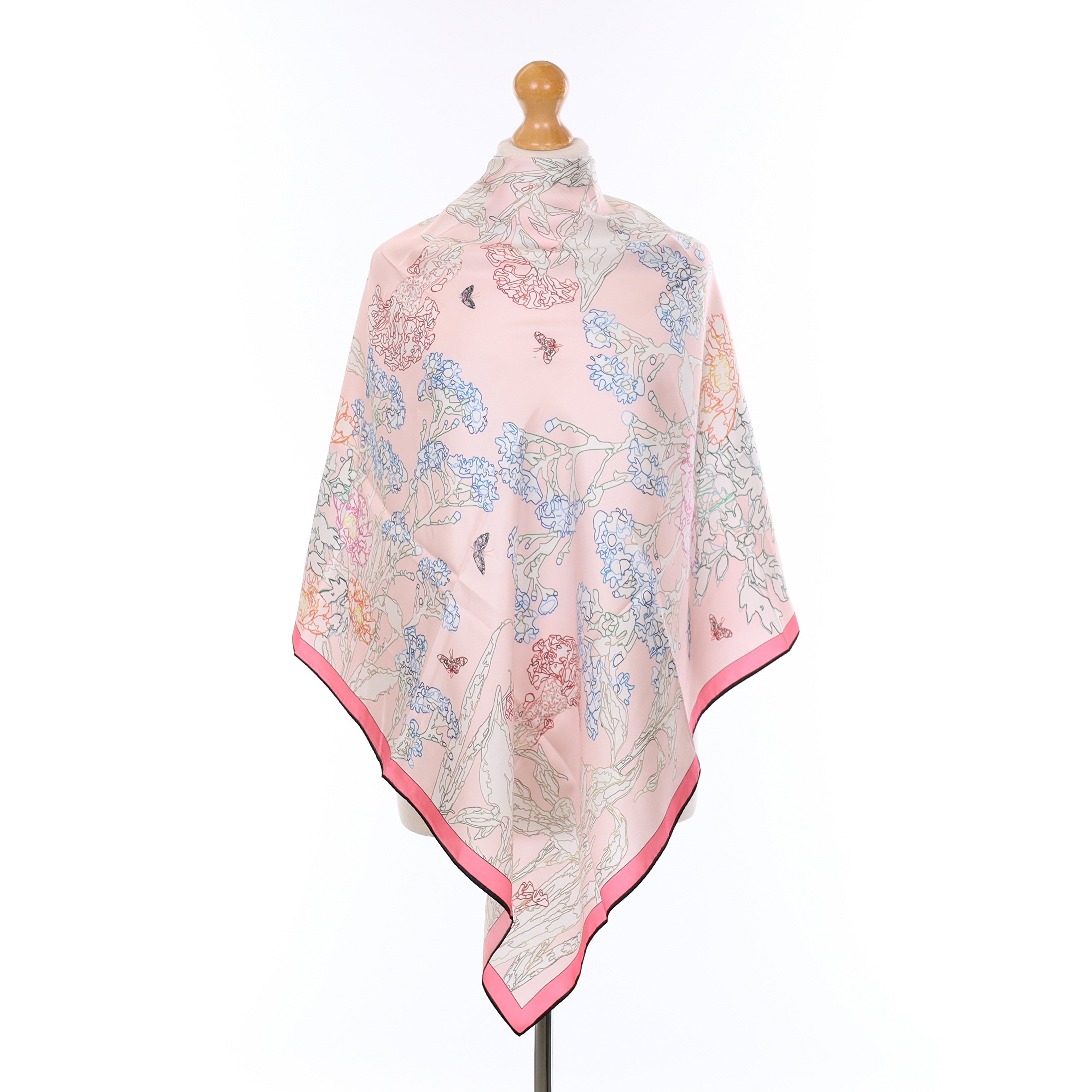 Brand New Hye Pink Floral Silk Scarf
