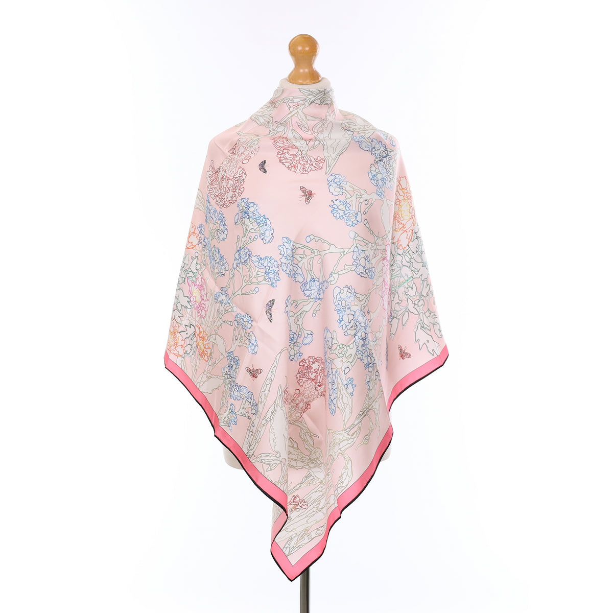 Brand New Hye Pink Floral Silk Scarf
