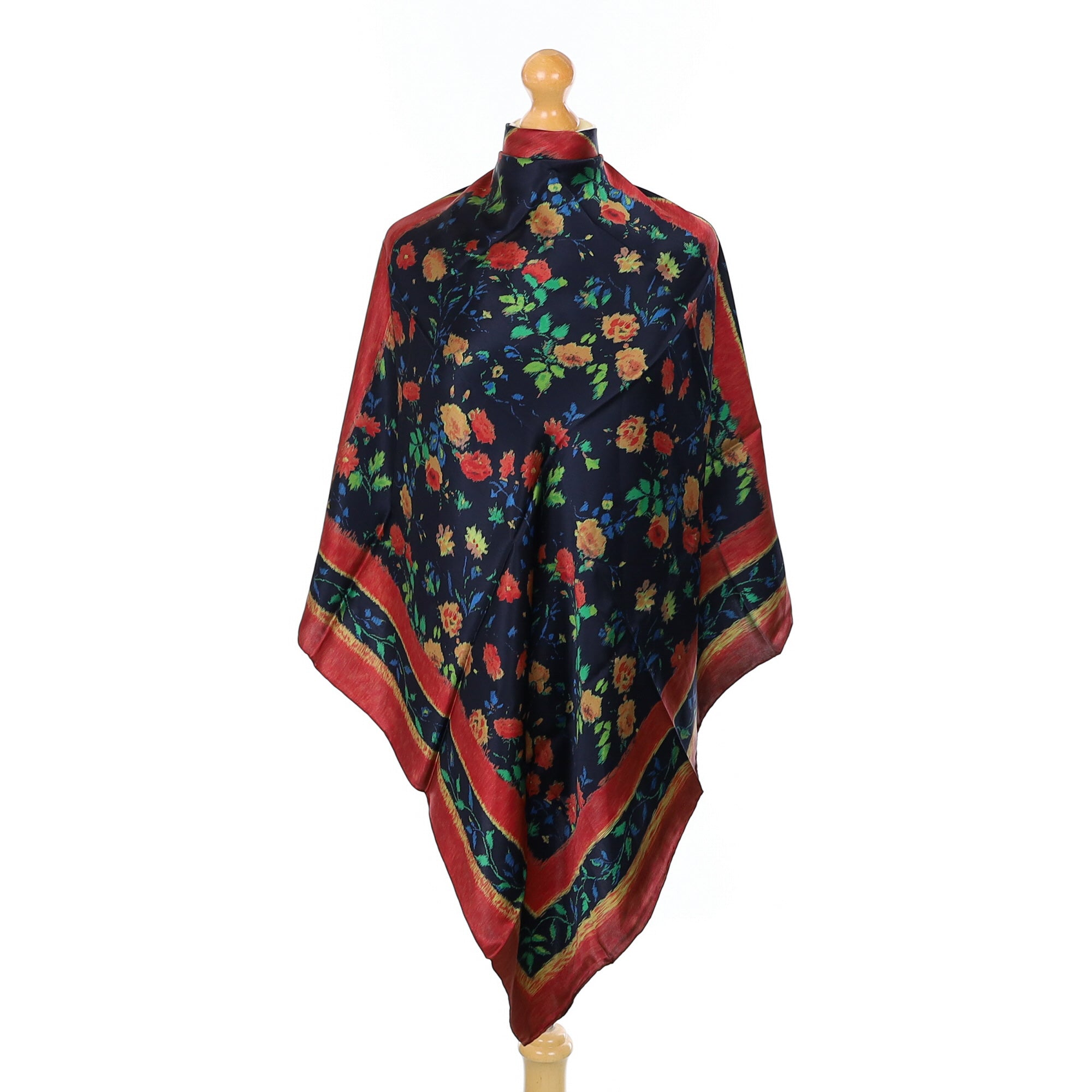 Brand New Carlisle Navy Blue Floral Silk Scarf