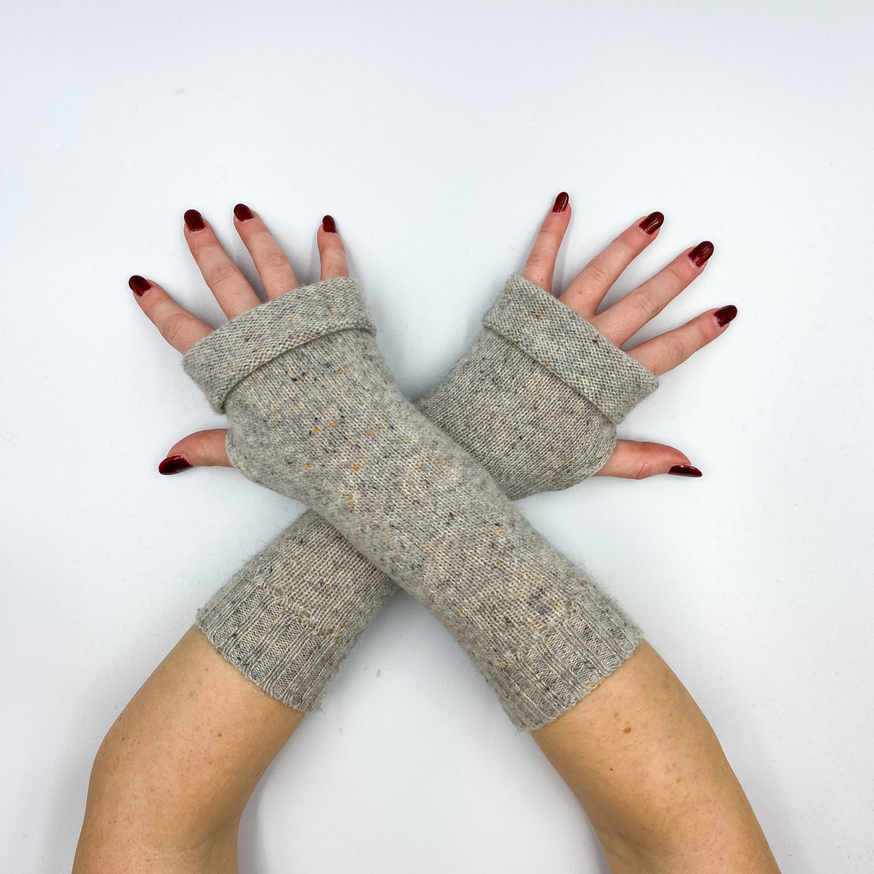 Smoke Grey Flecked Fingerless Gloves