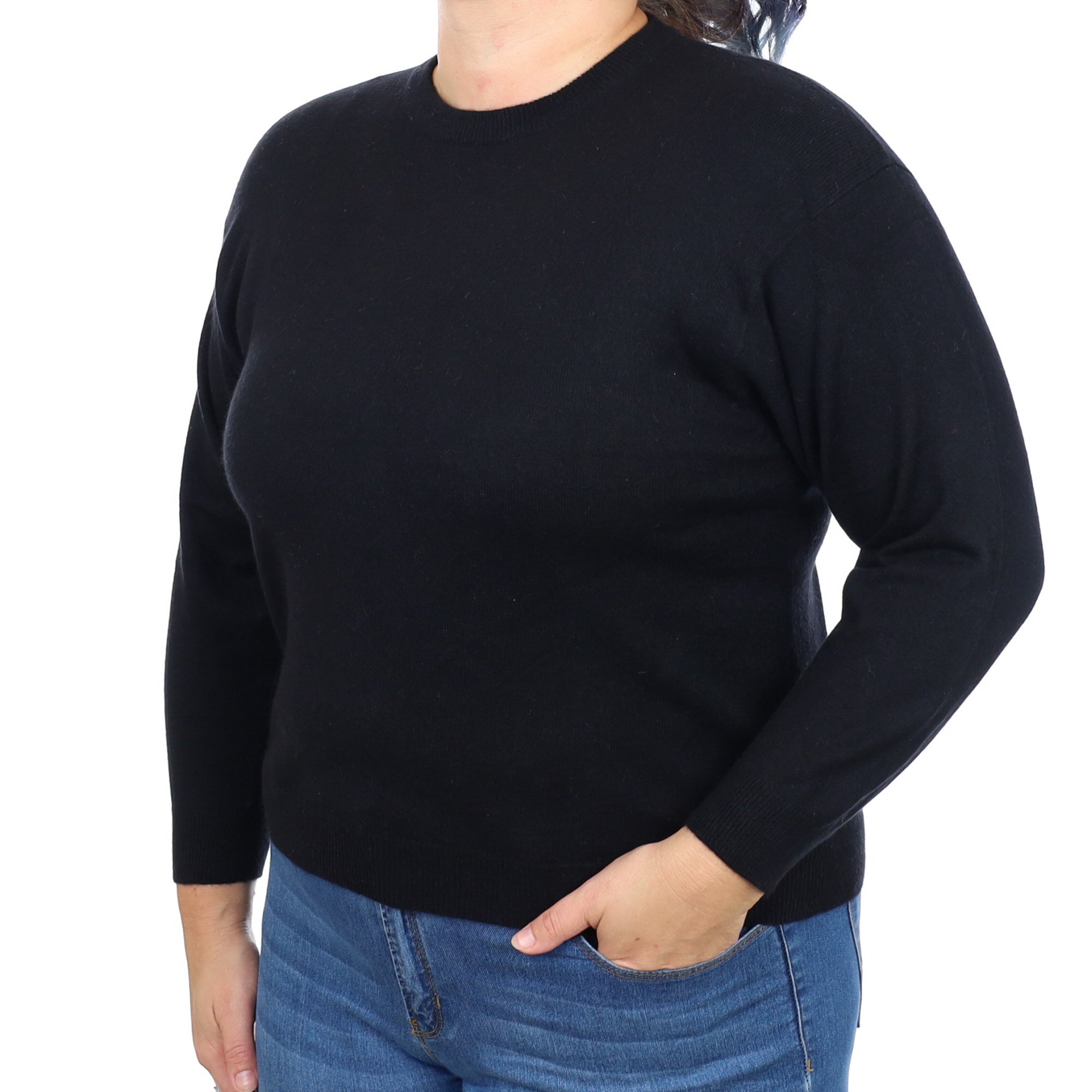 Black Cashmere Crew Neck Jumper Large