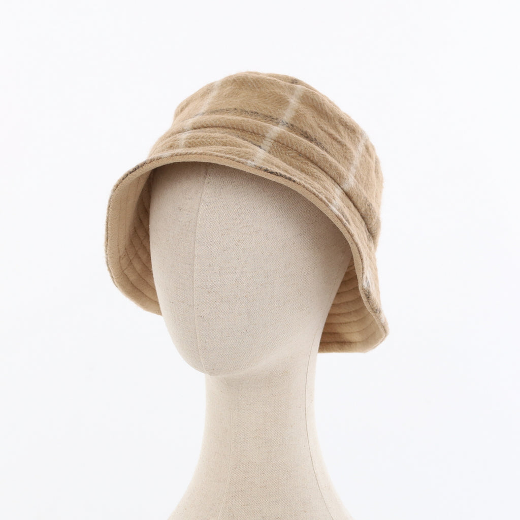 Unisex Camel Checked Reversible Cashmere Bucket Hat Men’s - M Women’s - L