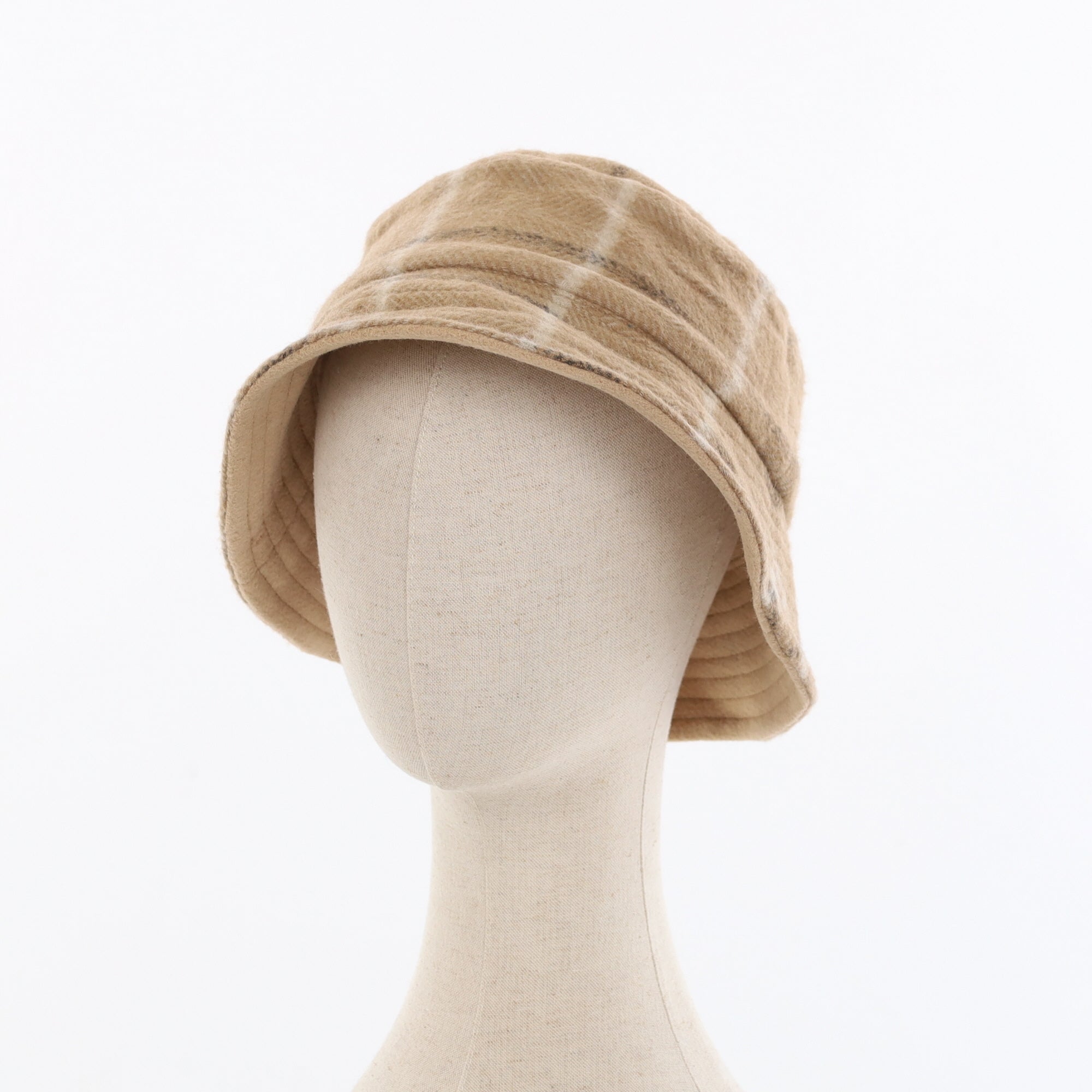 Unisex Camel Checked Reversible Cashmere Bucket Hat Men’s - M Women’s - L
