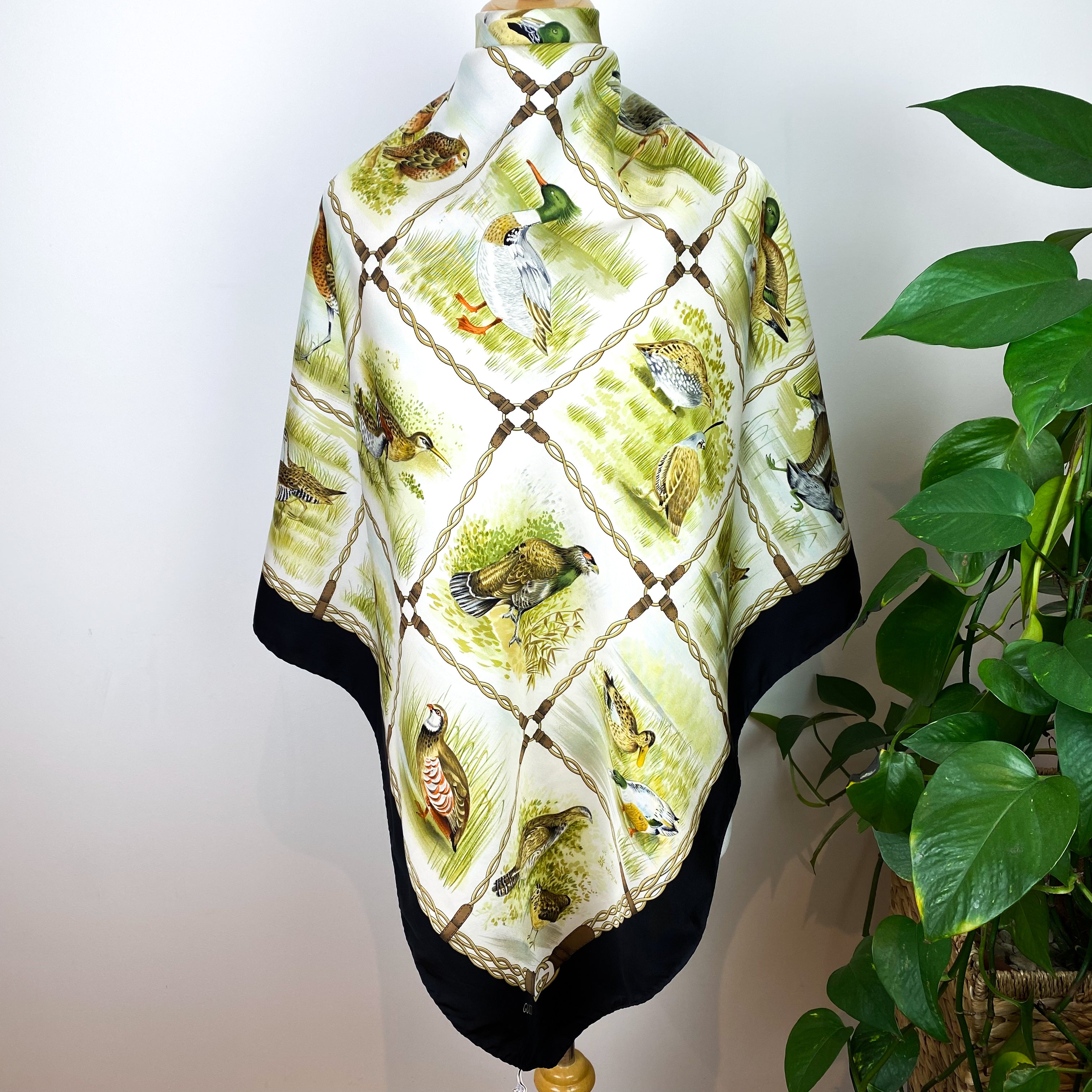 Gucci Bird Design Silk Scarf