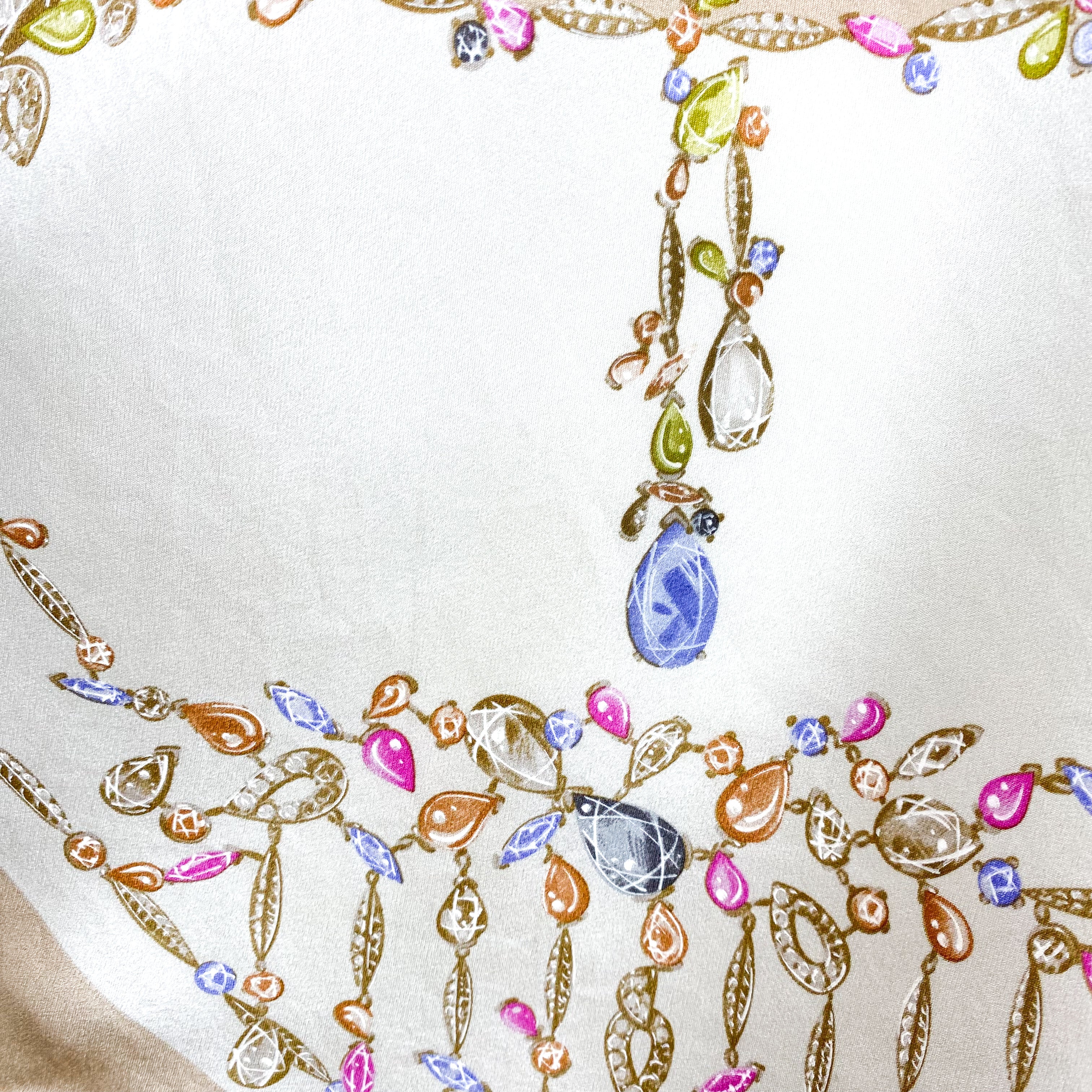 Stunning Cartier Jewel Designer Italian Silk Scarf