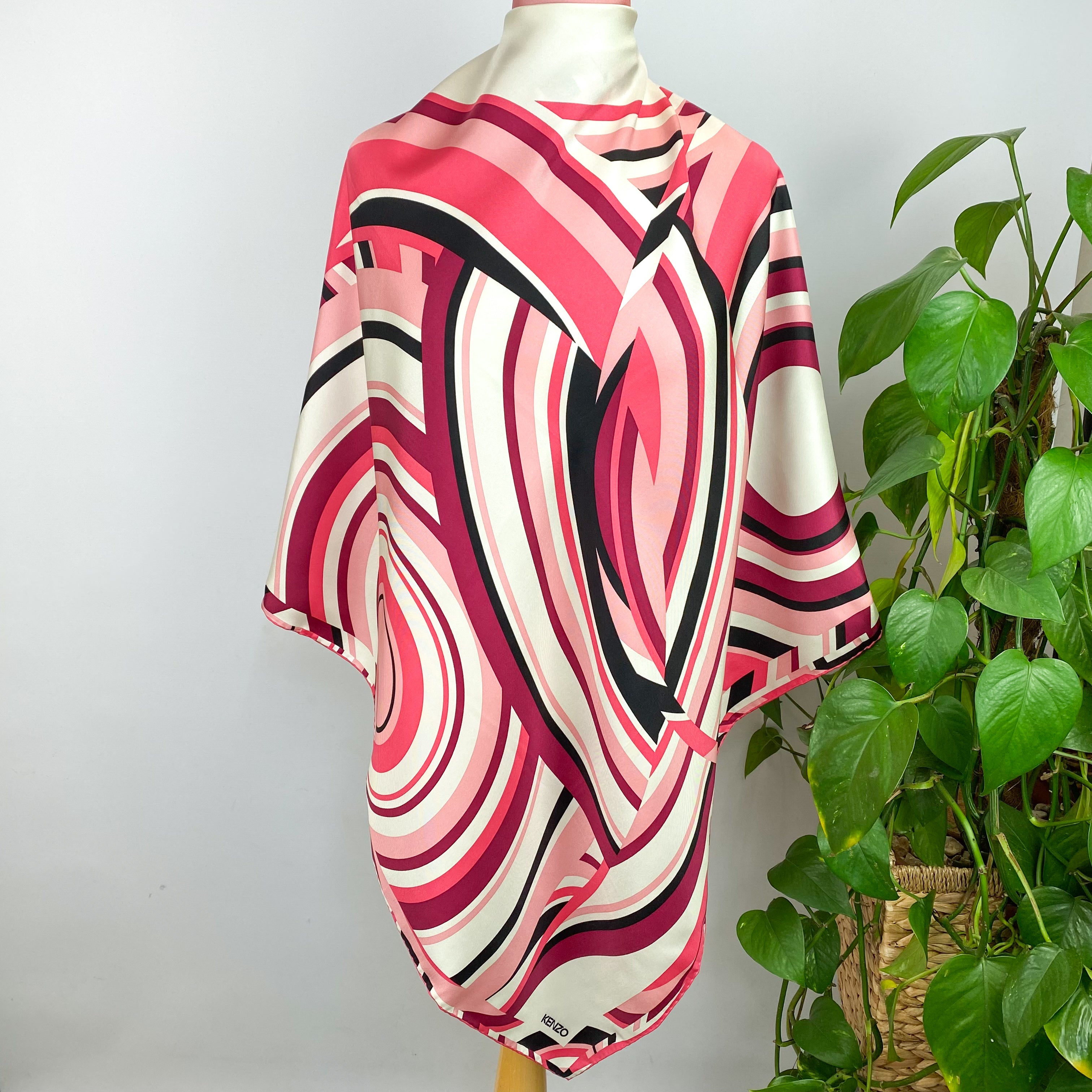 Abstract Pink Kenzo Silk Scarf