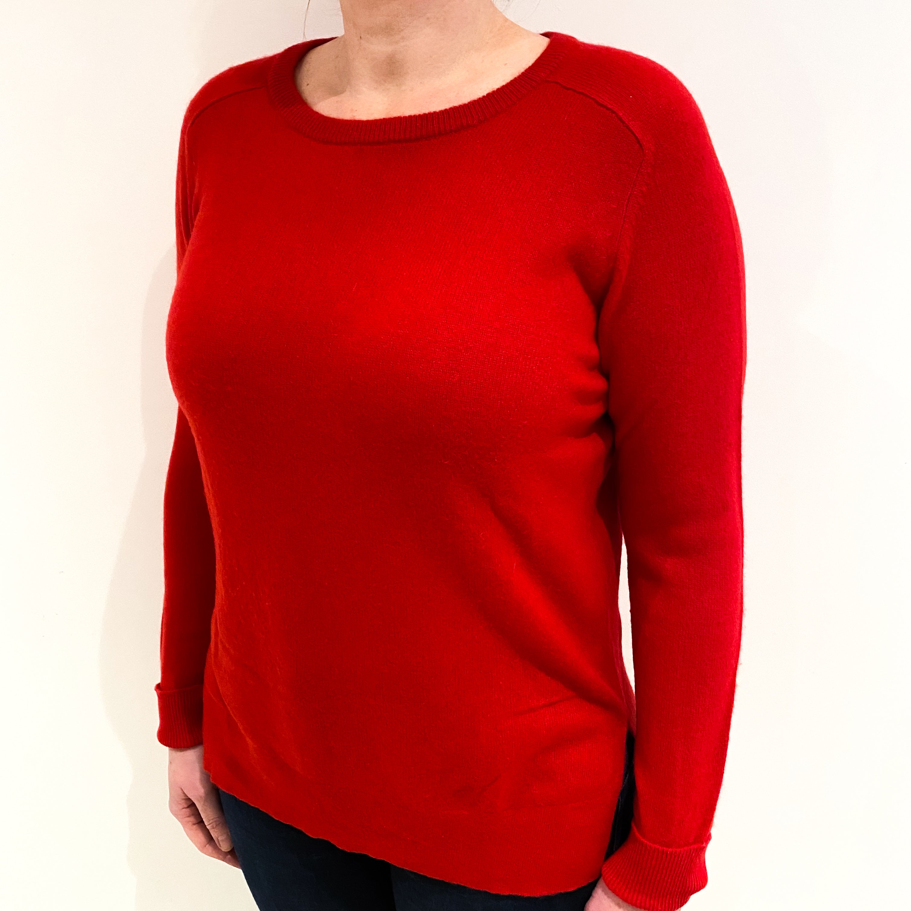 Tomato Red Cashmere Crew Neck Jumper Large