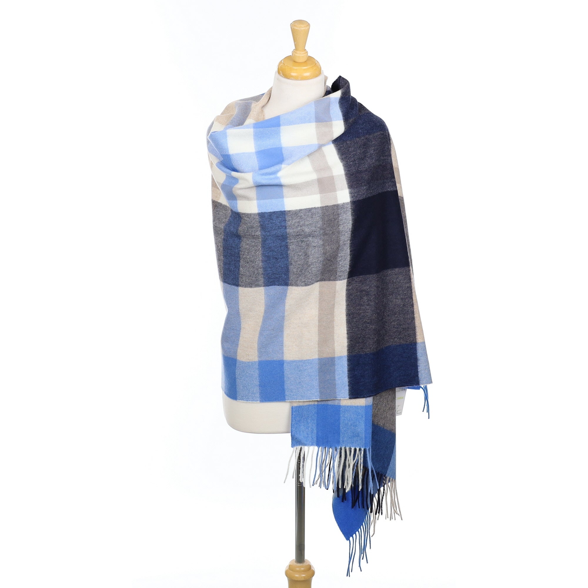 Brand New Scottish Tanzanite Blue Tartan Luxury Cashmere Stole