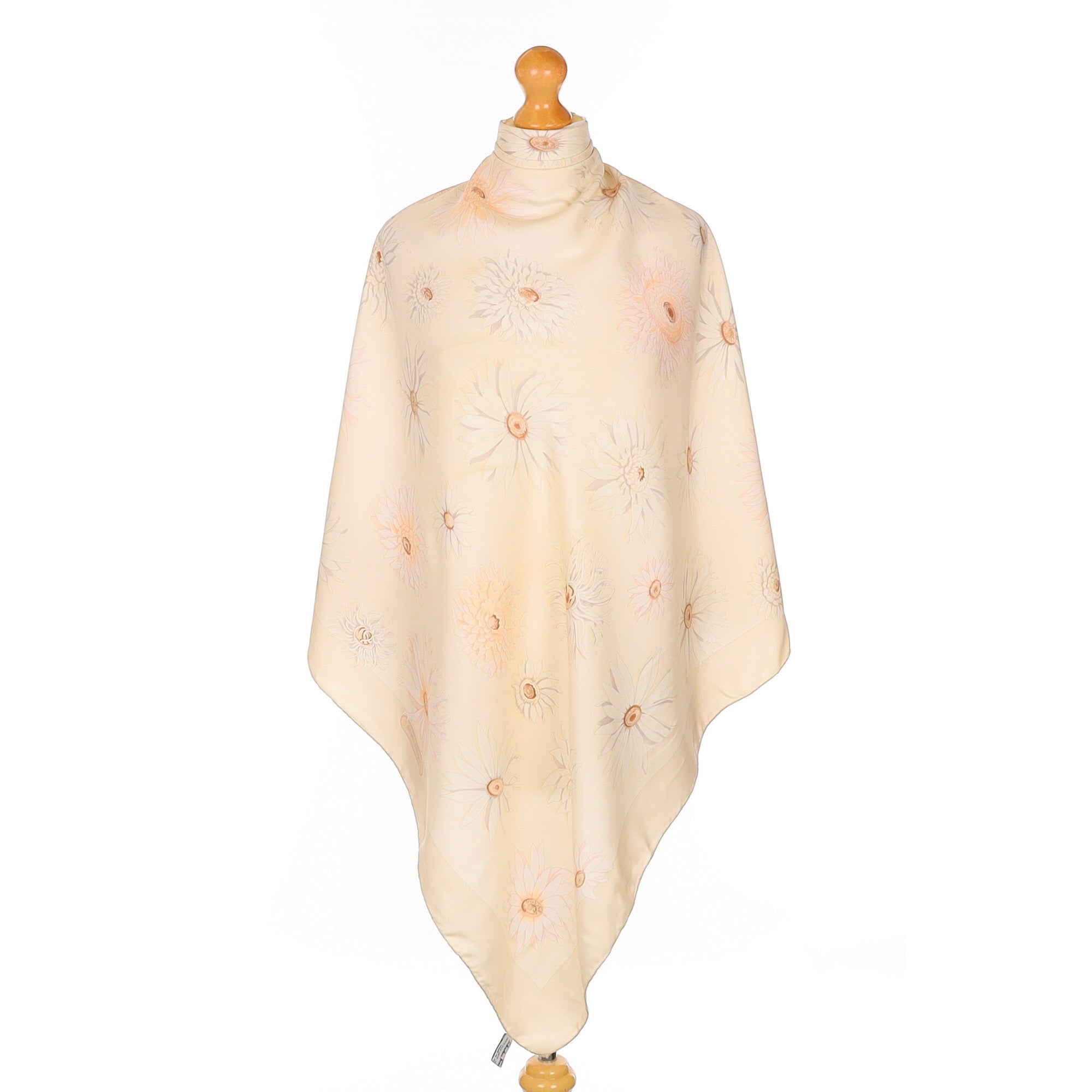 Salvatore Ferragamo Beige Floral Silk Scarf