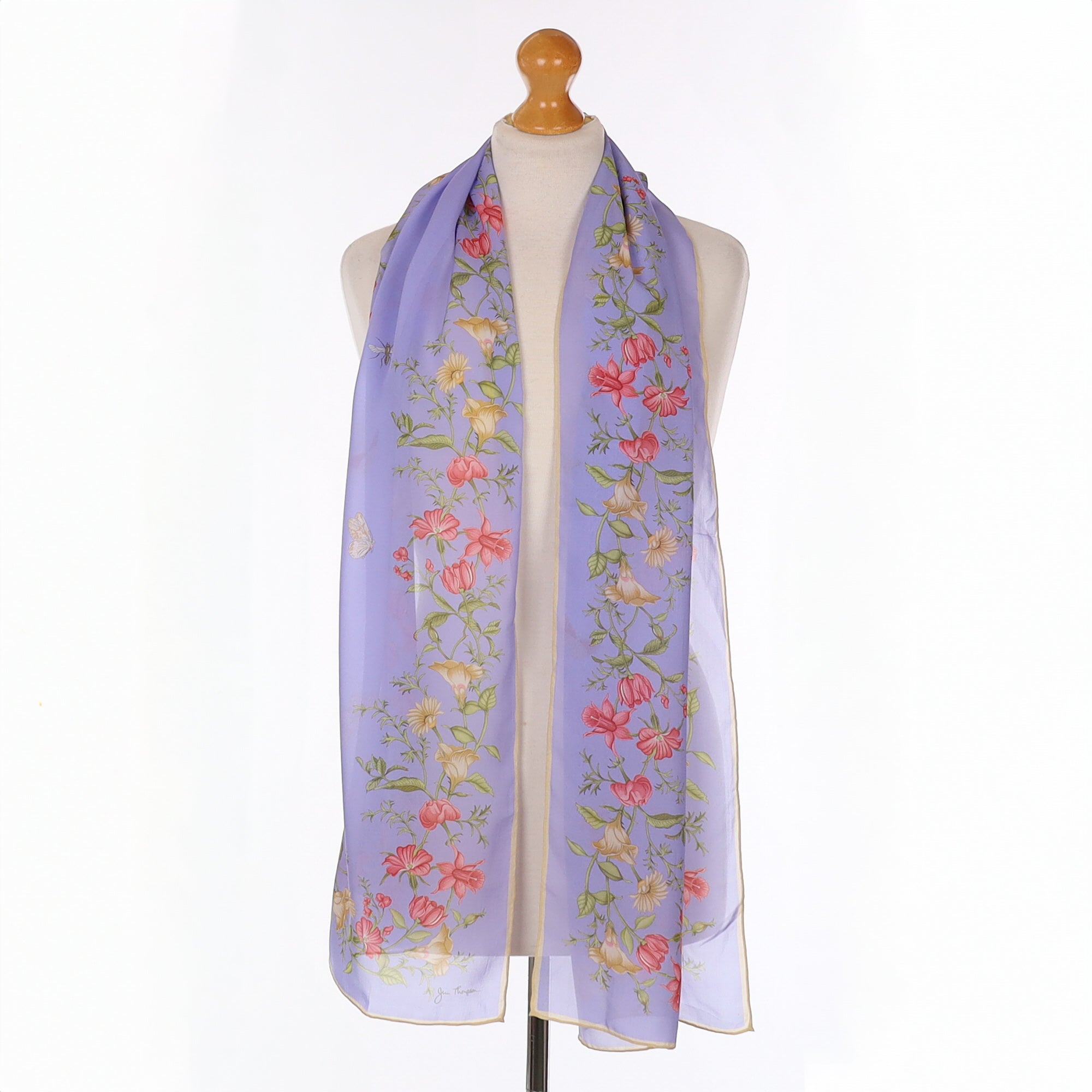 Jim Thompson Purple Floral Silk Scarf