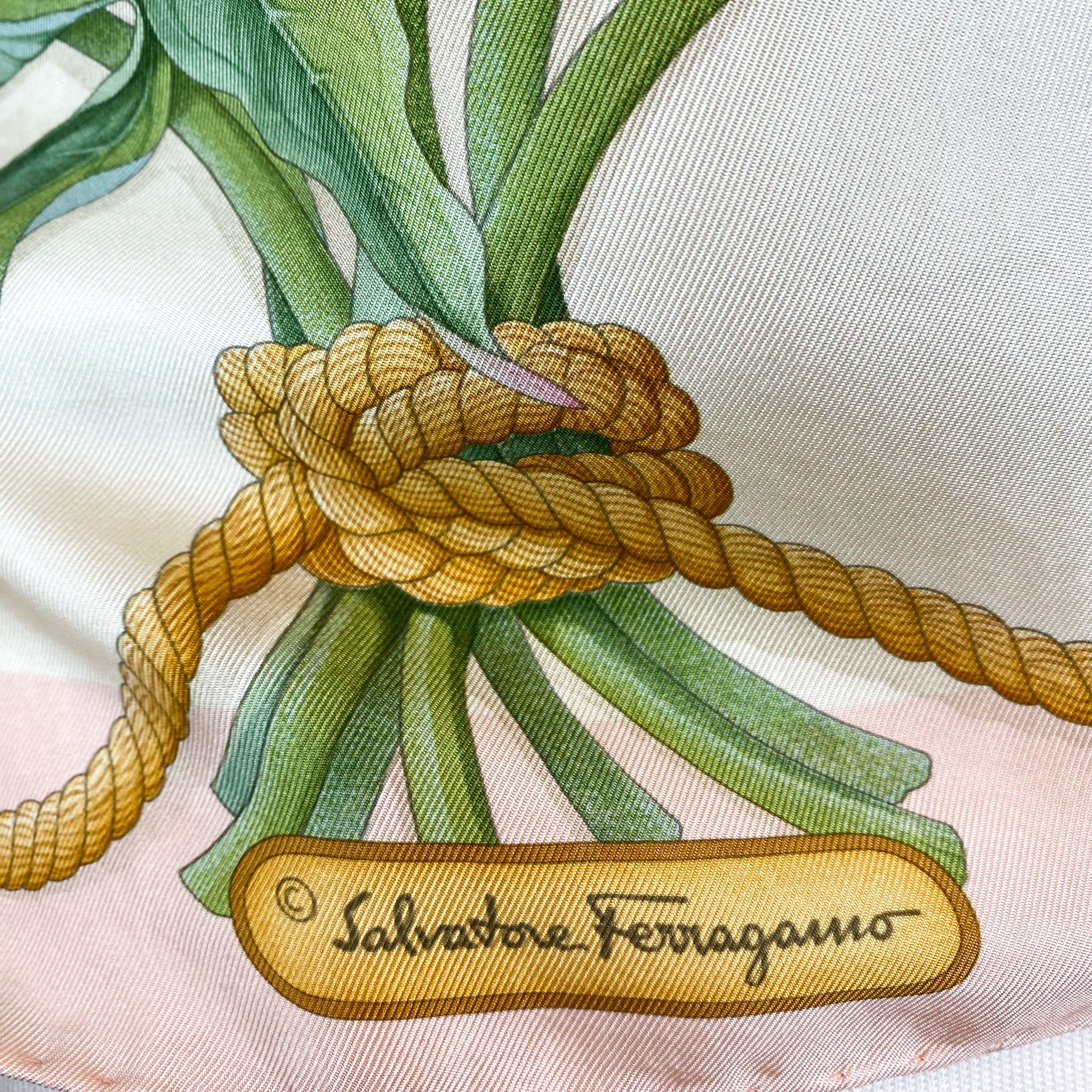 Italian Salvatore Ferragamo Floral Silk Scarf