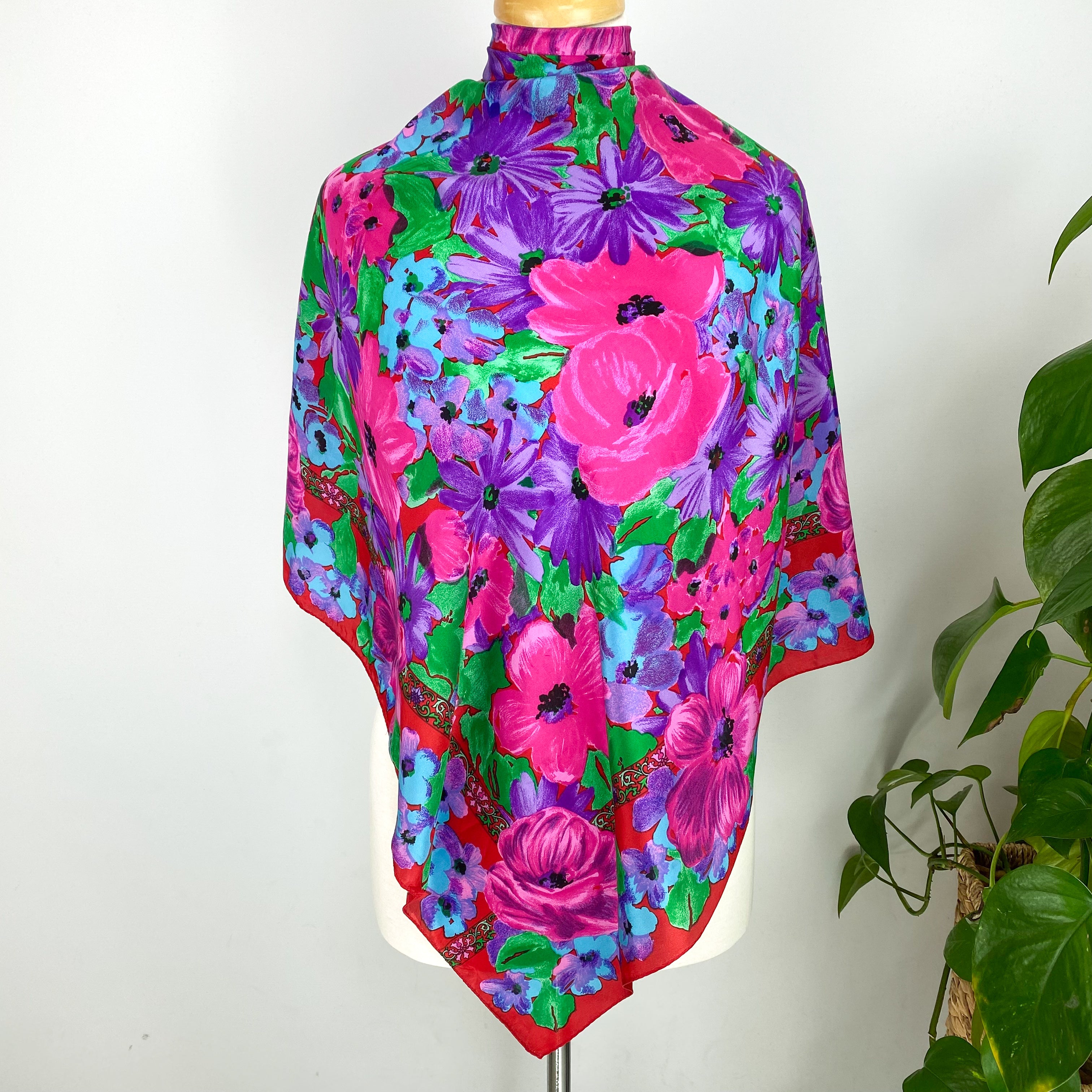 1980s Liz Claiborne Colourful Vintage Silk Scarf