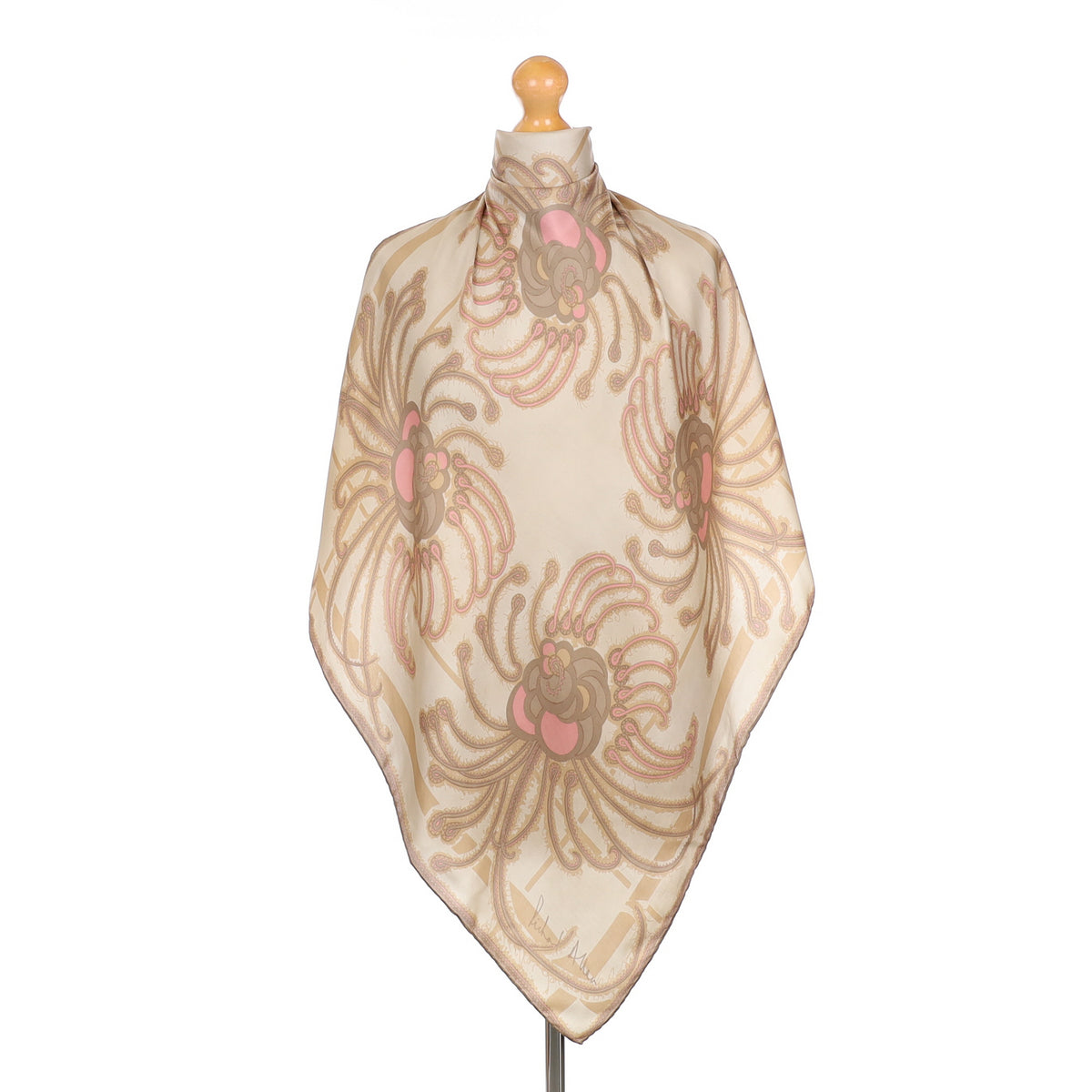 Richard Allan Fawn Floral Vintage Silk Scarf
