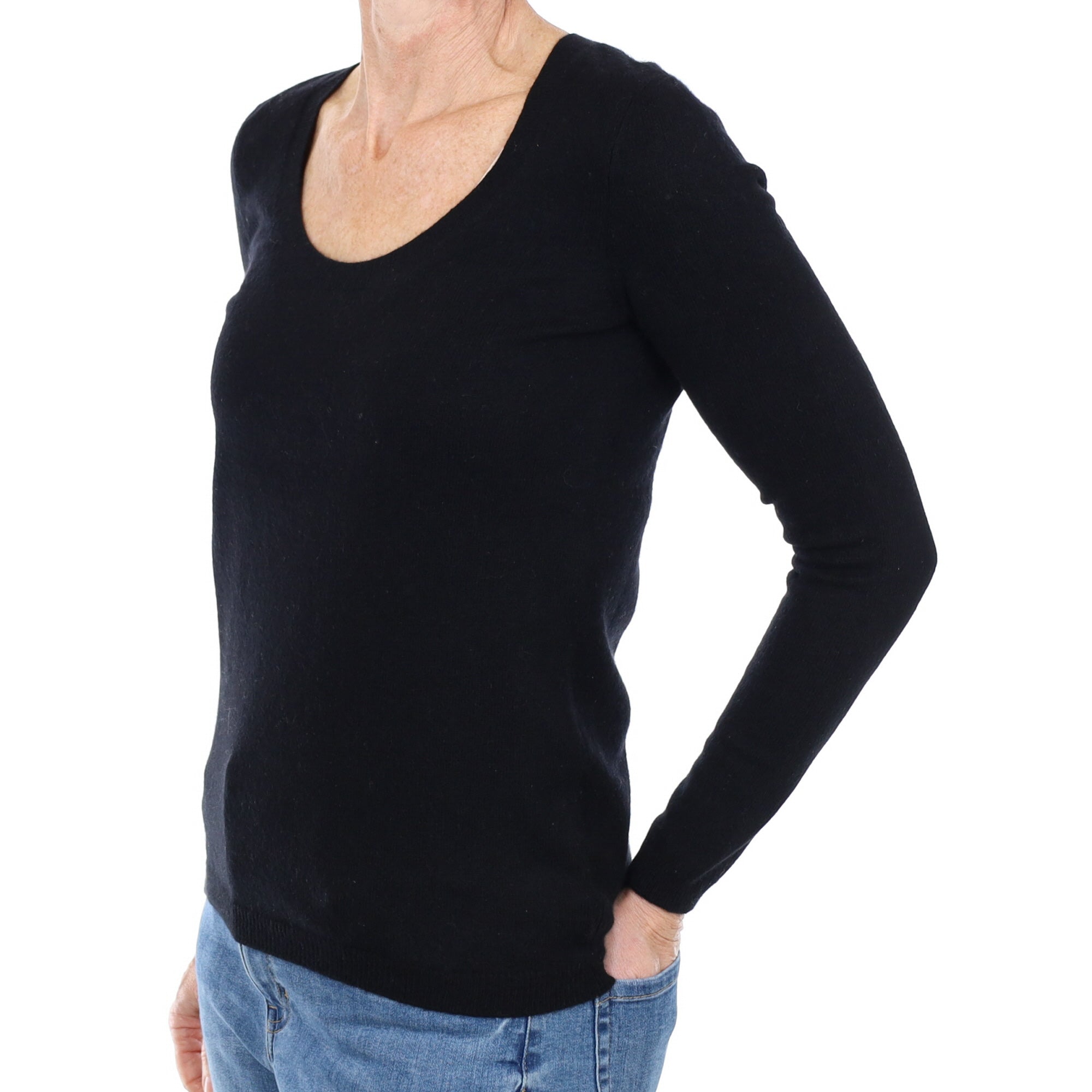 Black Cashmere Scoop Neck Jumper Small