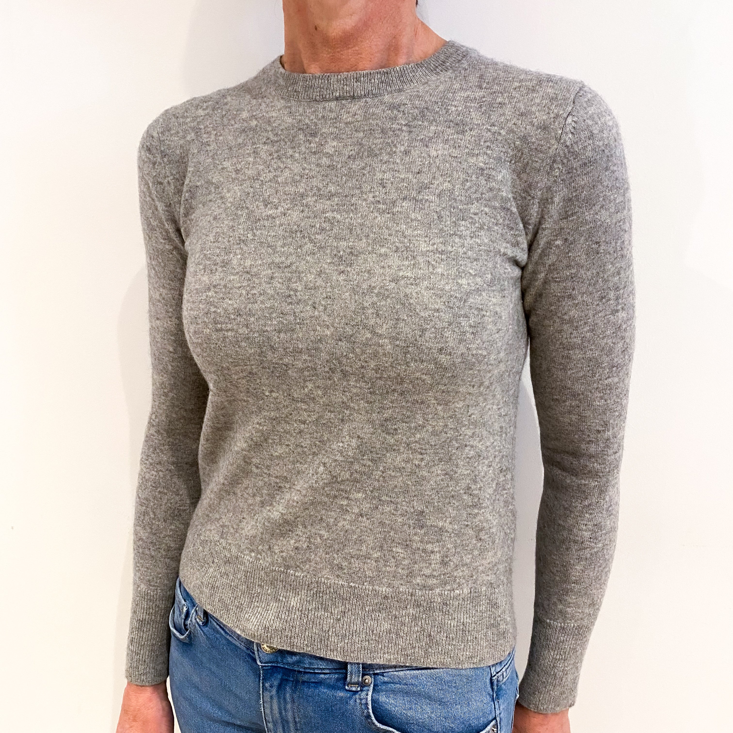 Smoke Grey Cashmere Crew Neck Jumper Small