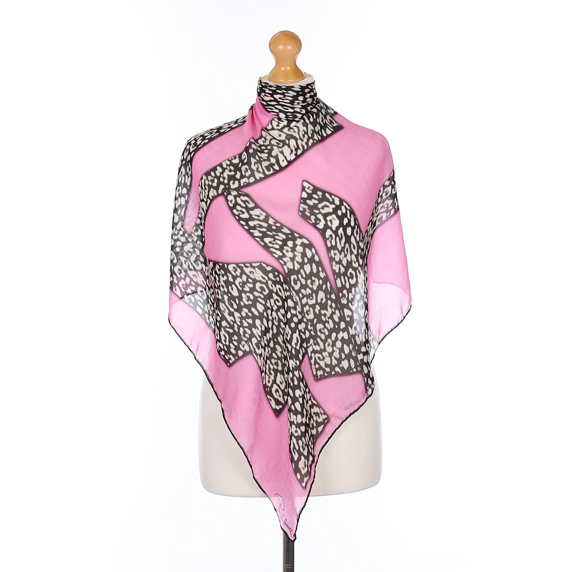 Brand New Roberto Cavalli Pink Animal Print Silk Scarf