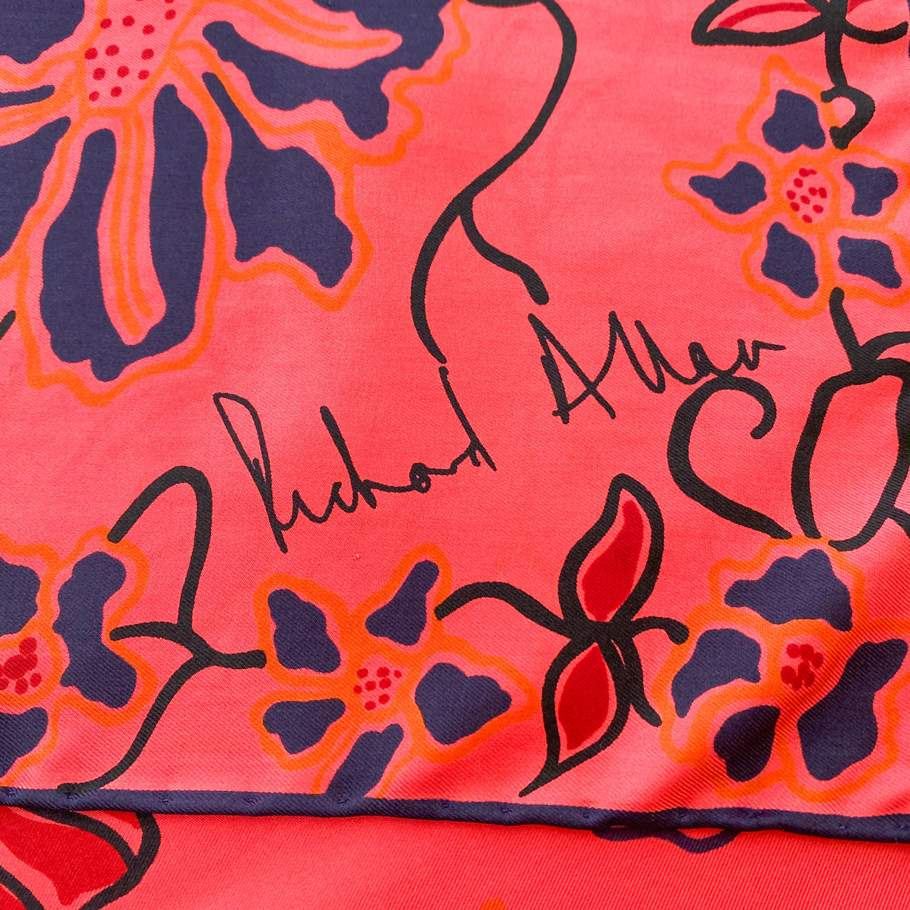 1970s Richard Allan Floral Vintage Silk Scarf