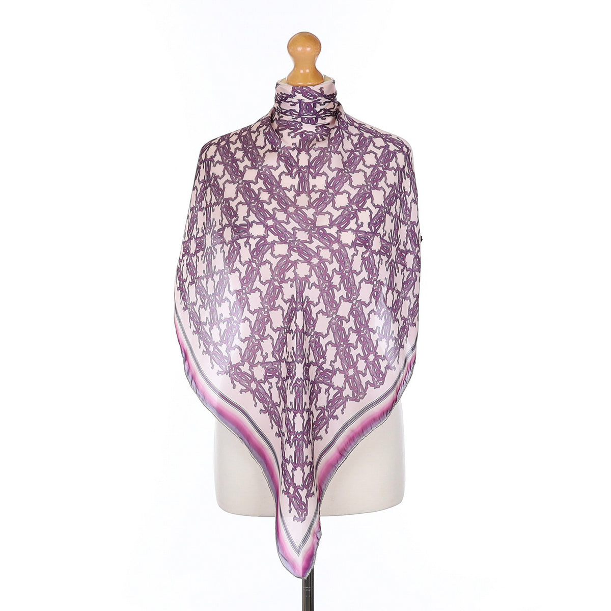 Robert Cavalli Purple Chain Design Silk Scarf