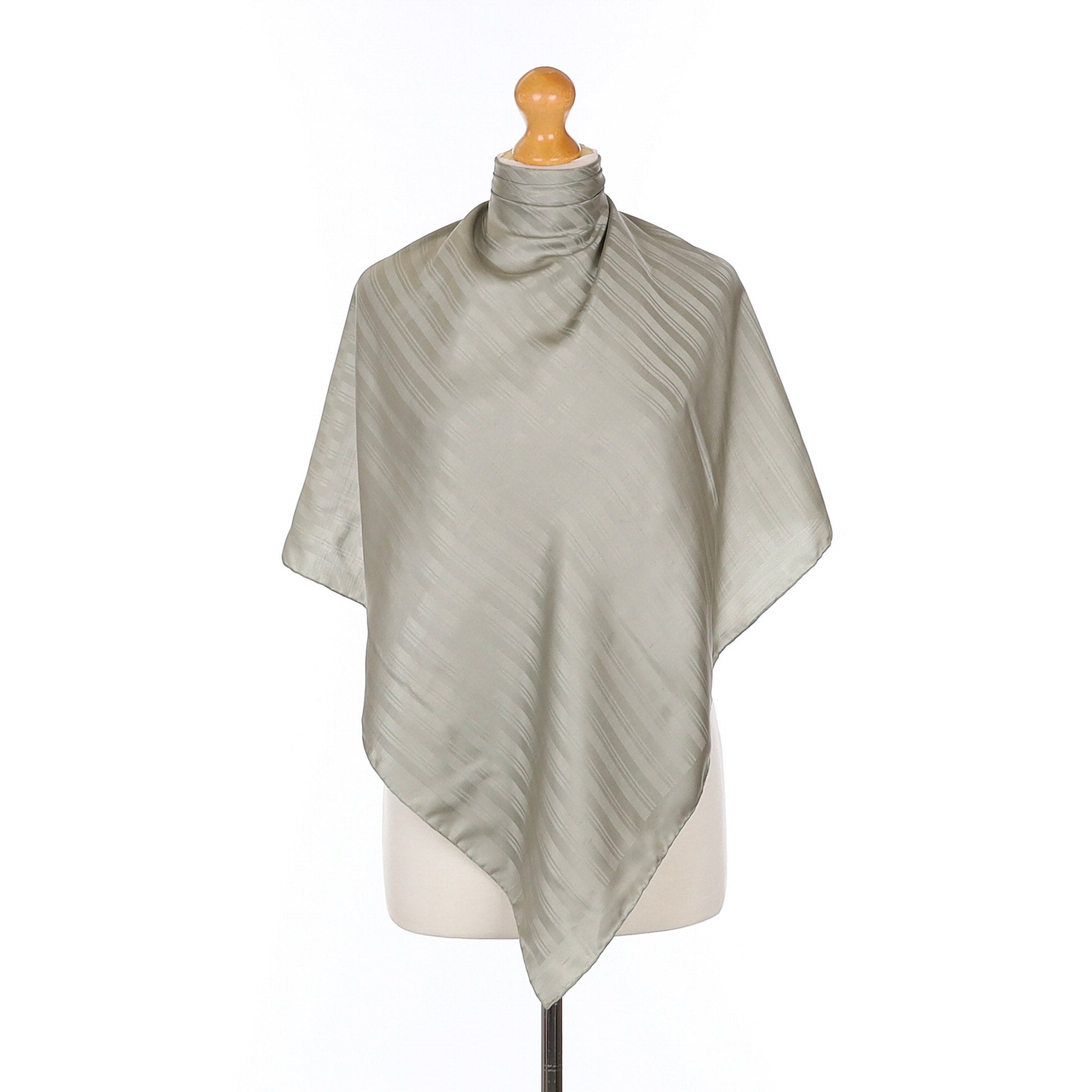 Jaeger Grey Striped Vintage Silk Scarf