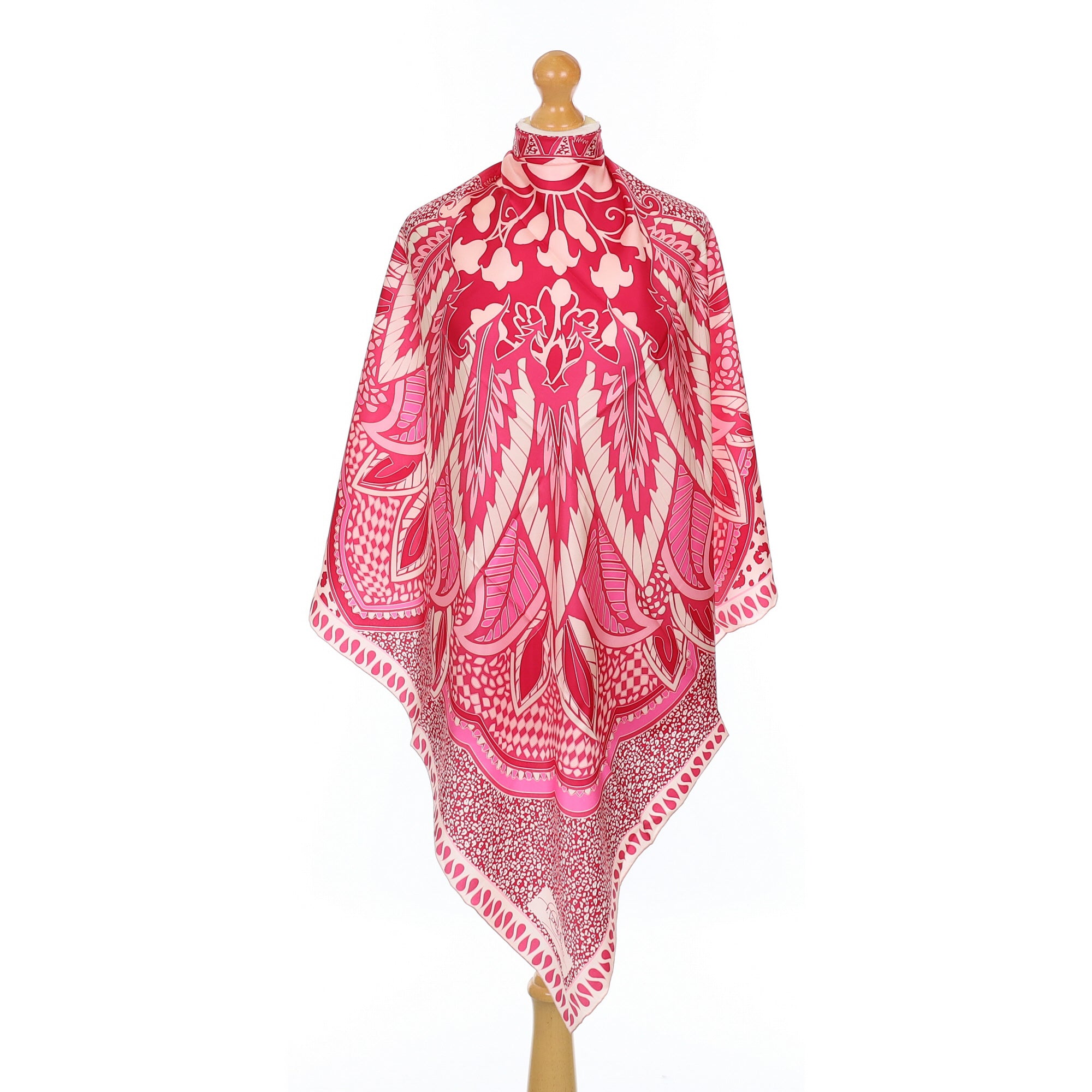 Brand New Pink Foliate Silk Scarf