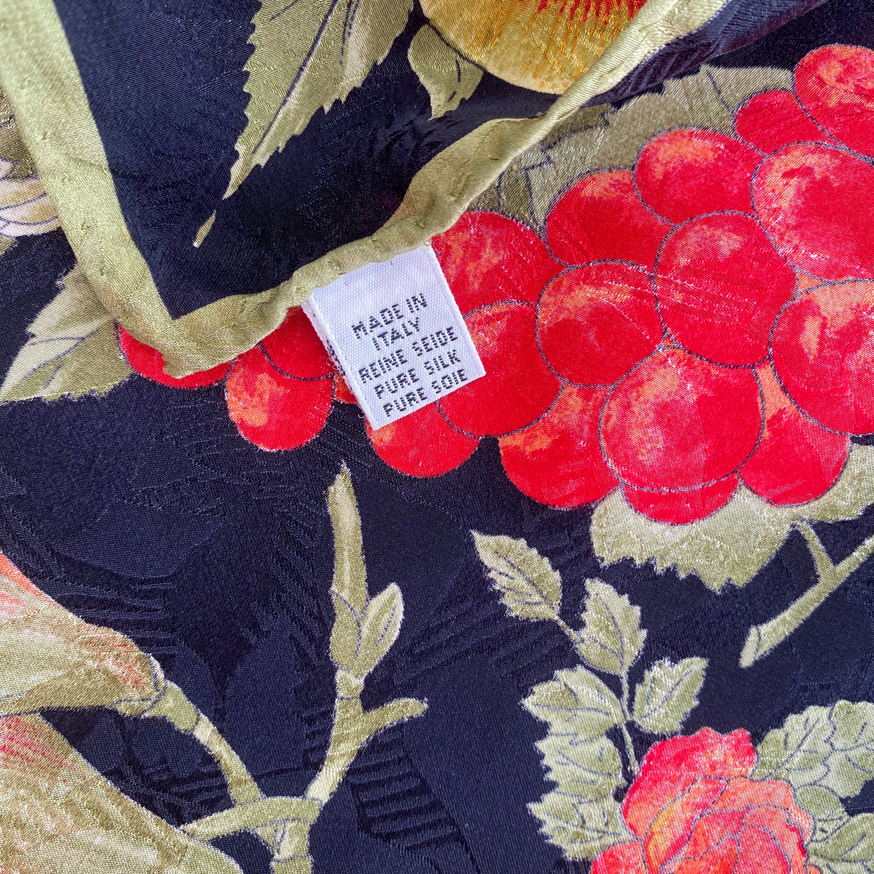 Immaculate Fruit & Floral Design Vintage Silk Scarf