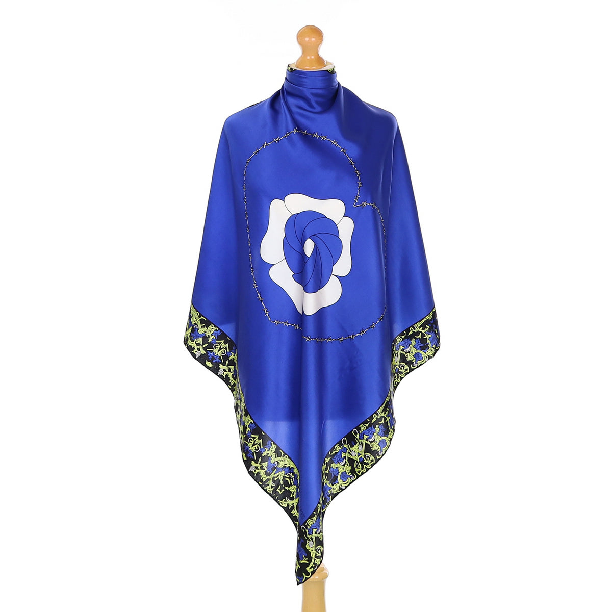 Charlotte Sparre Royal Blue Patterned Silk Scarf