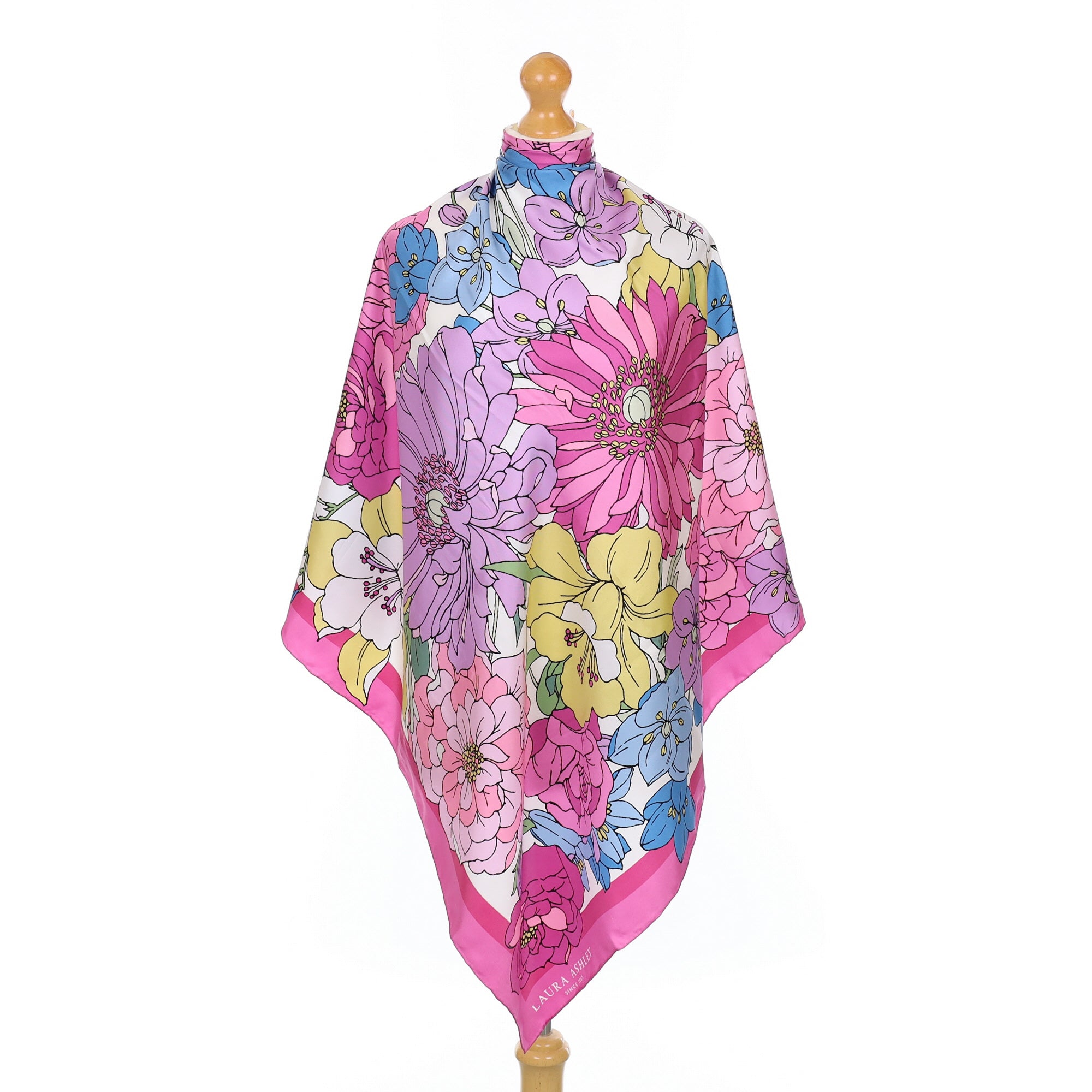 Brand New Laura Ashley Pink Floral Silk Scarf