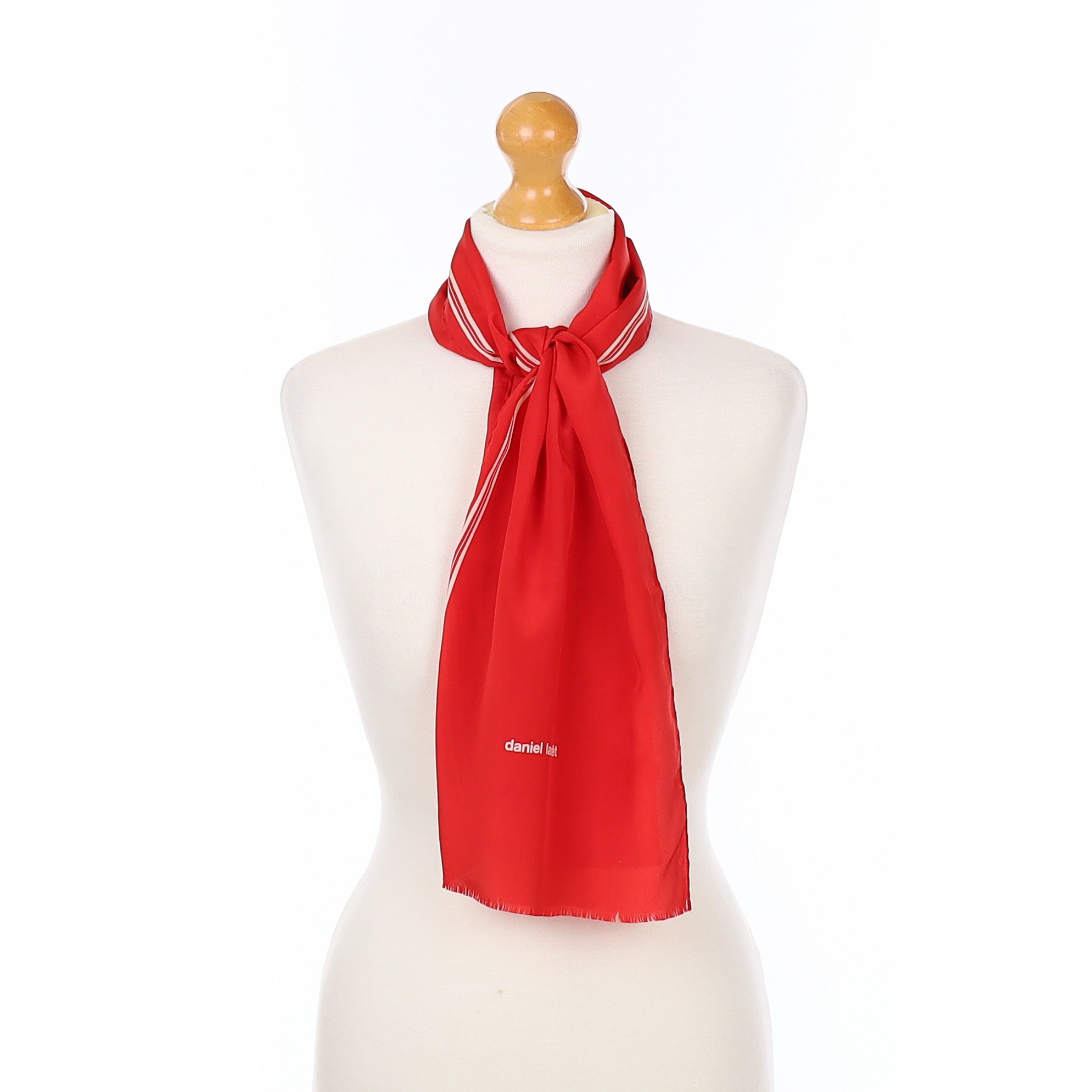 Immaculate Daniel La Foret Red and White Vintage Silk Scarf