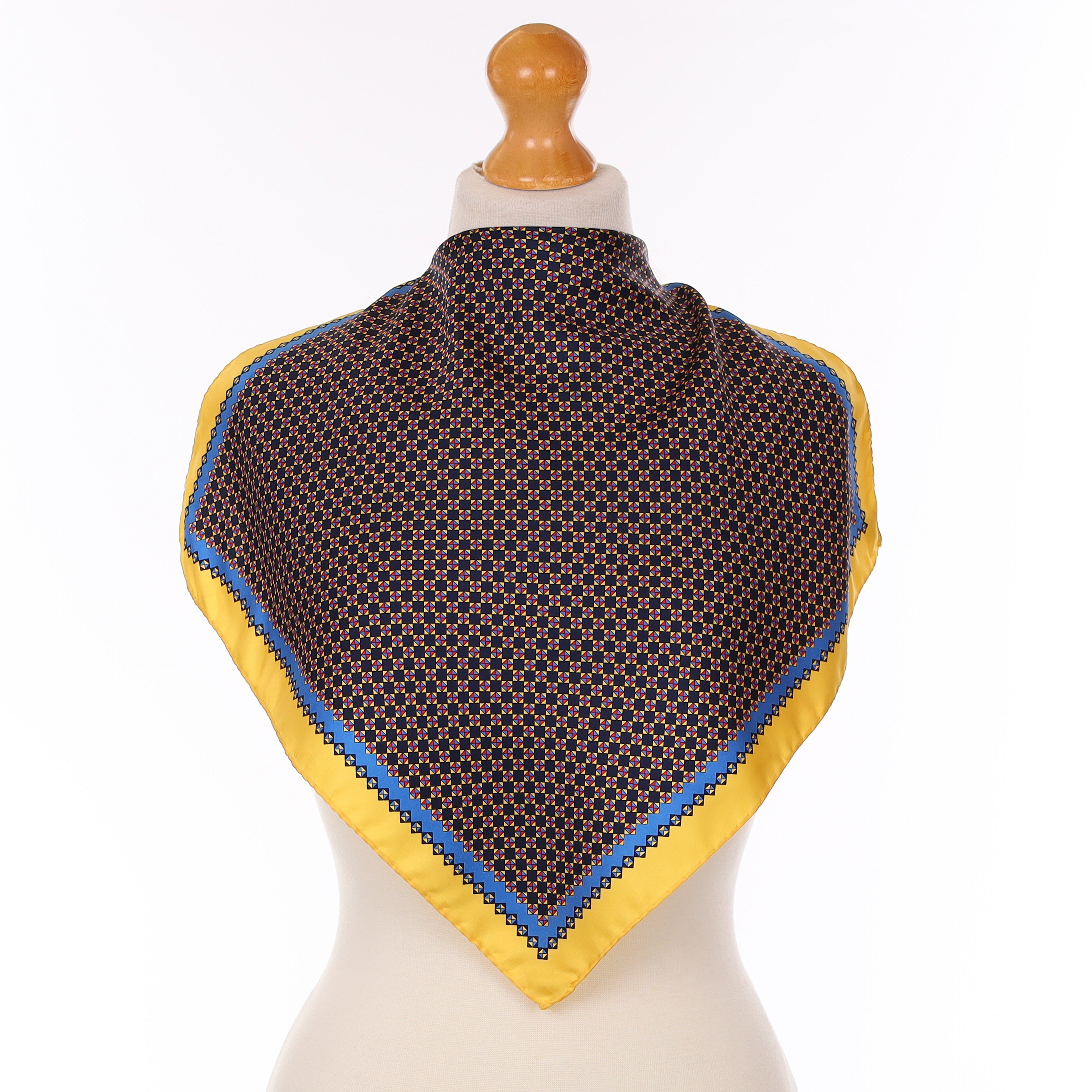 Lemon Yellow Geometric Silk Scarf