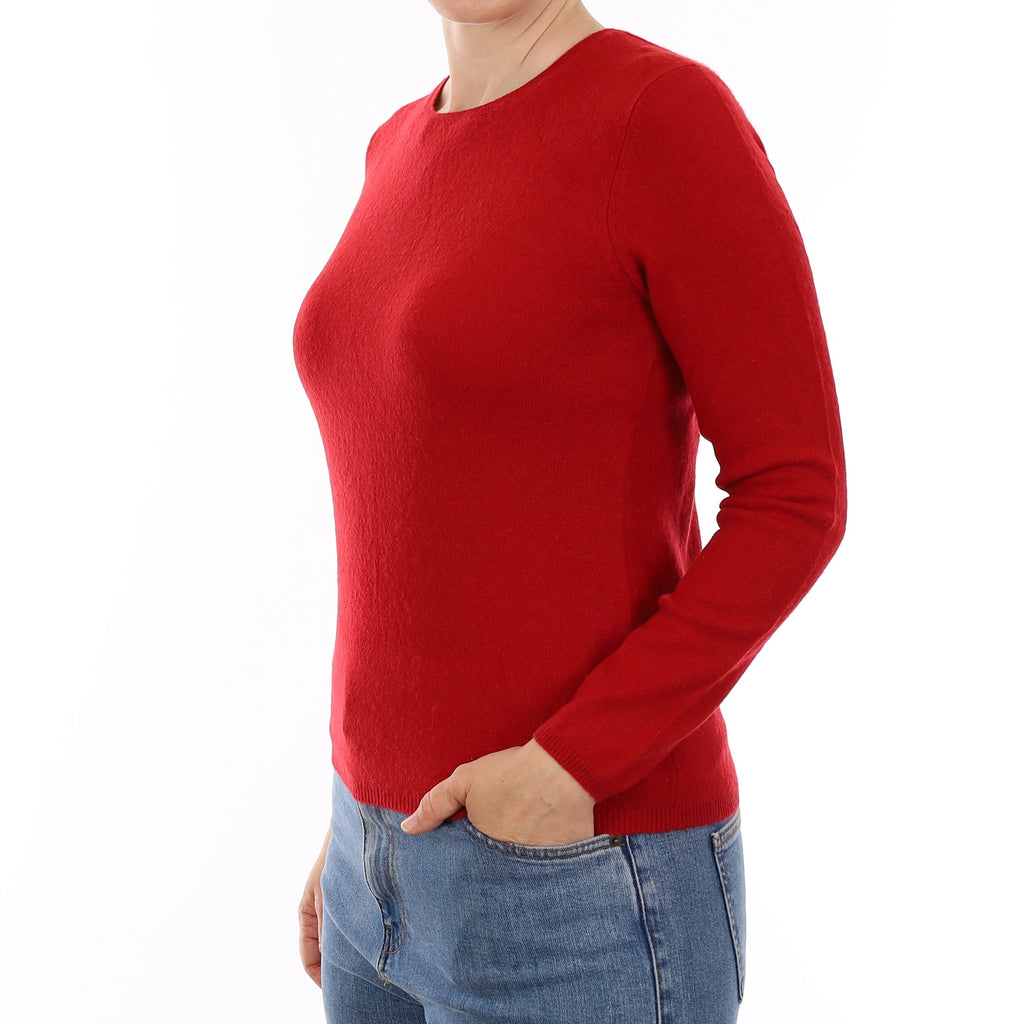 Post Box Red Cashmere Crew Neck Jumper Small