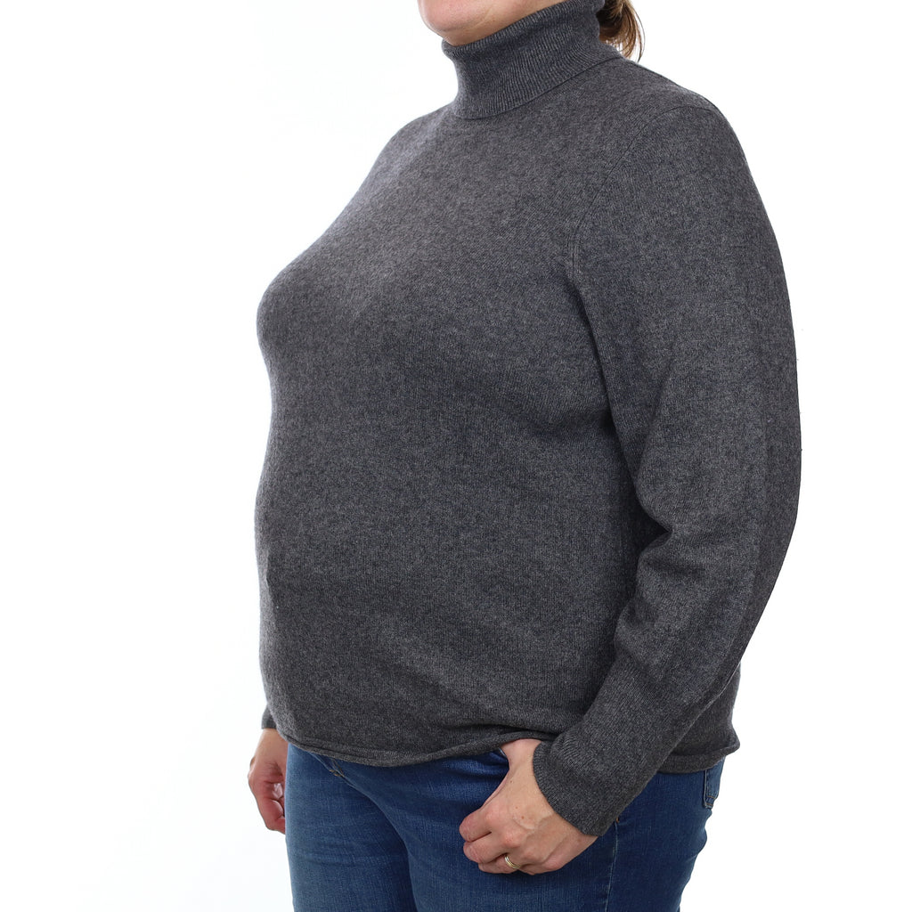 Slate Grey Cashmere Polo Neck Jumper Extra Extra Large